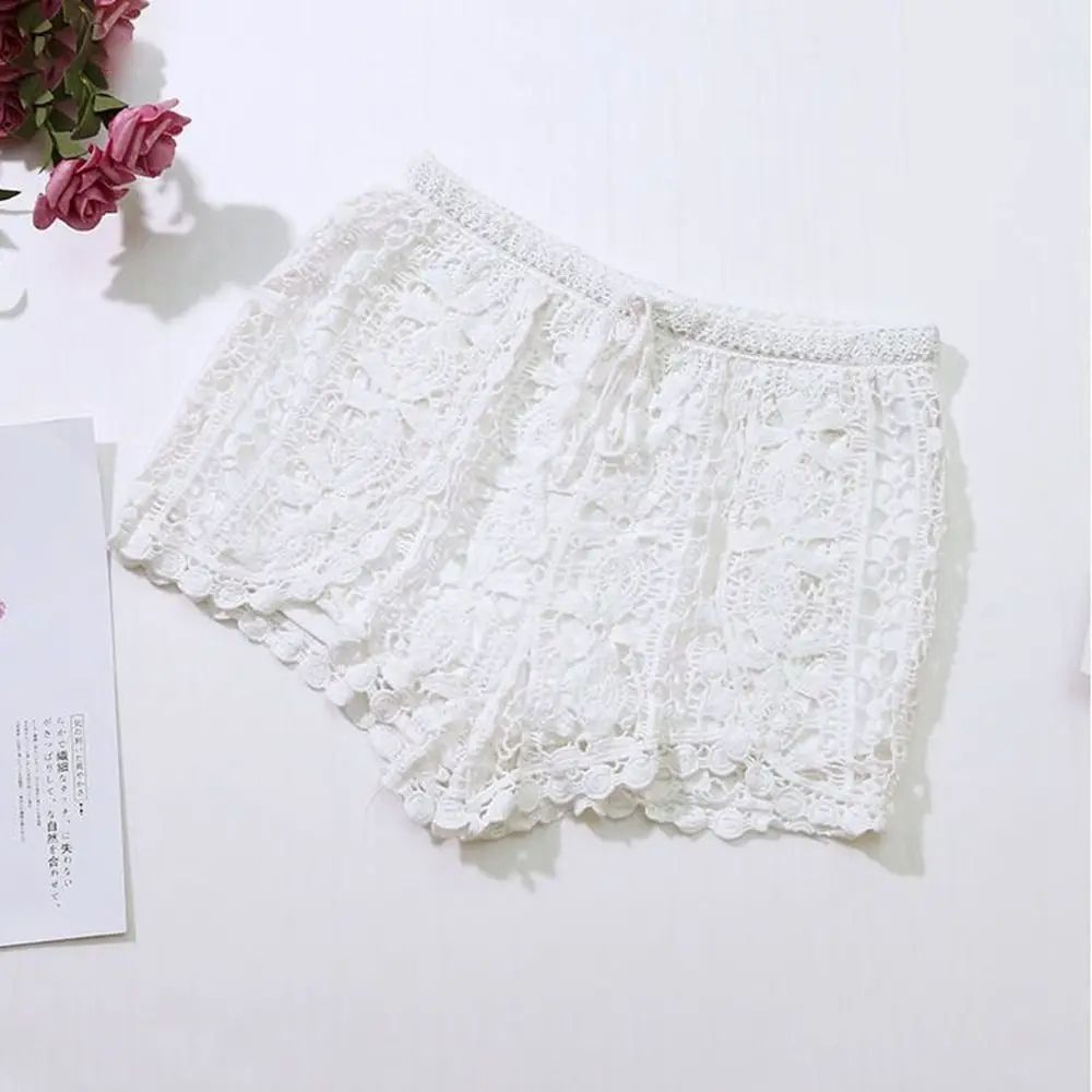 Boho Crochet High Waist Summer Shorts With LaceUp Detail 9