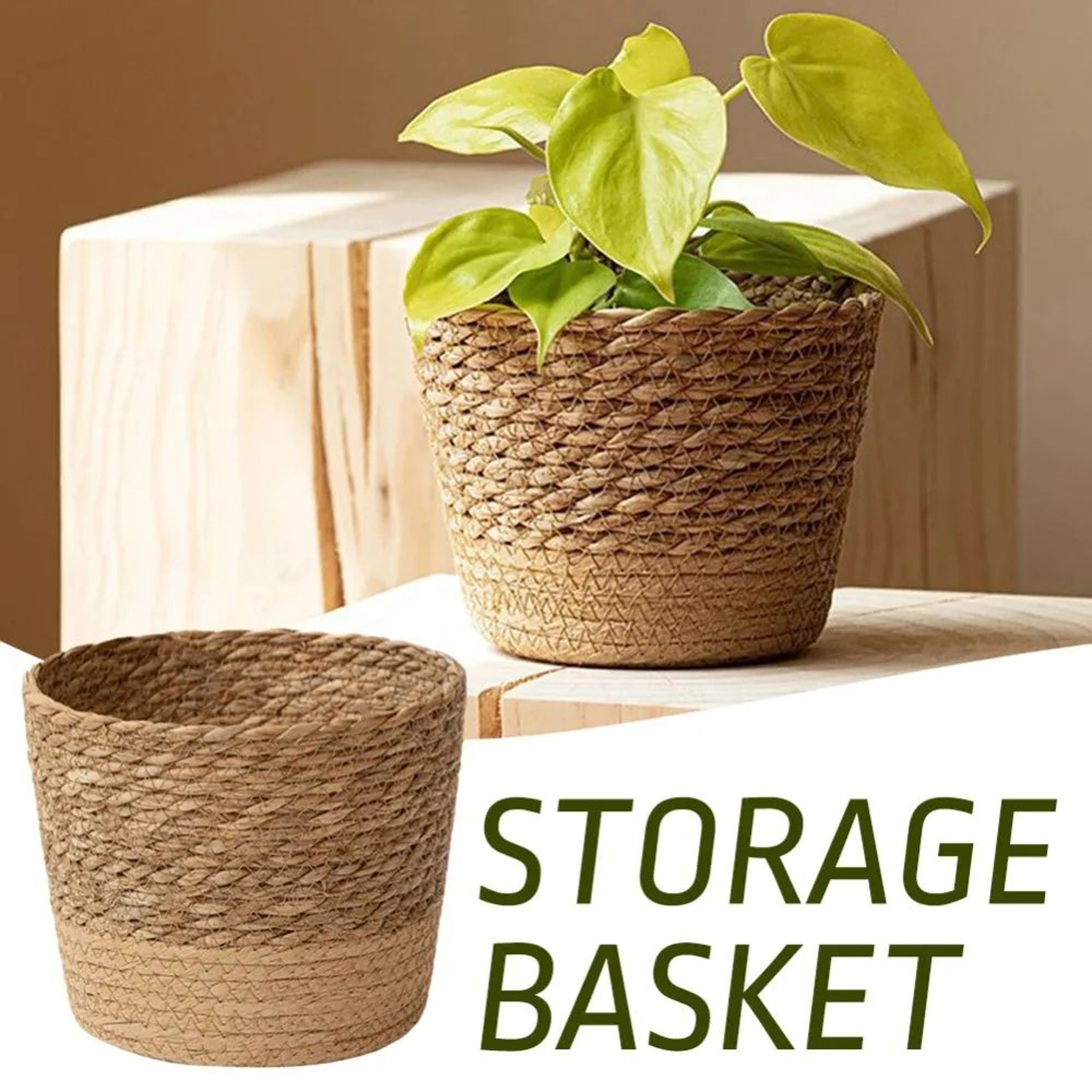 Handmade Woven Planter Basket  Rustic Rattan Plant Pot For Stylish Indoor  Outdoor Decor 4