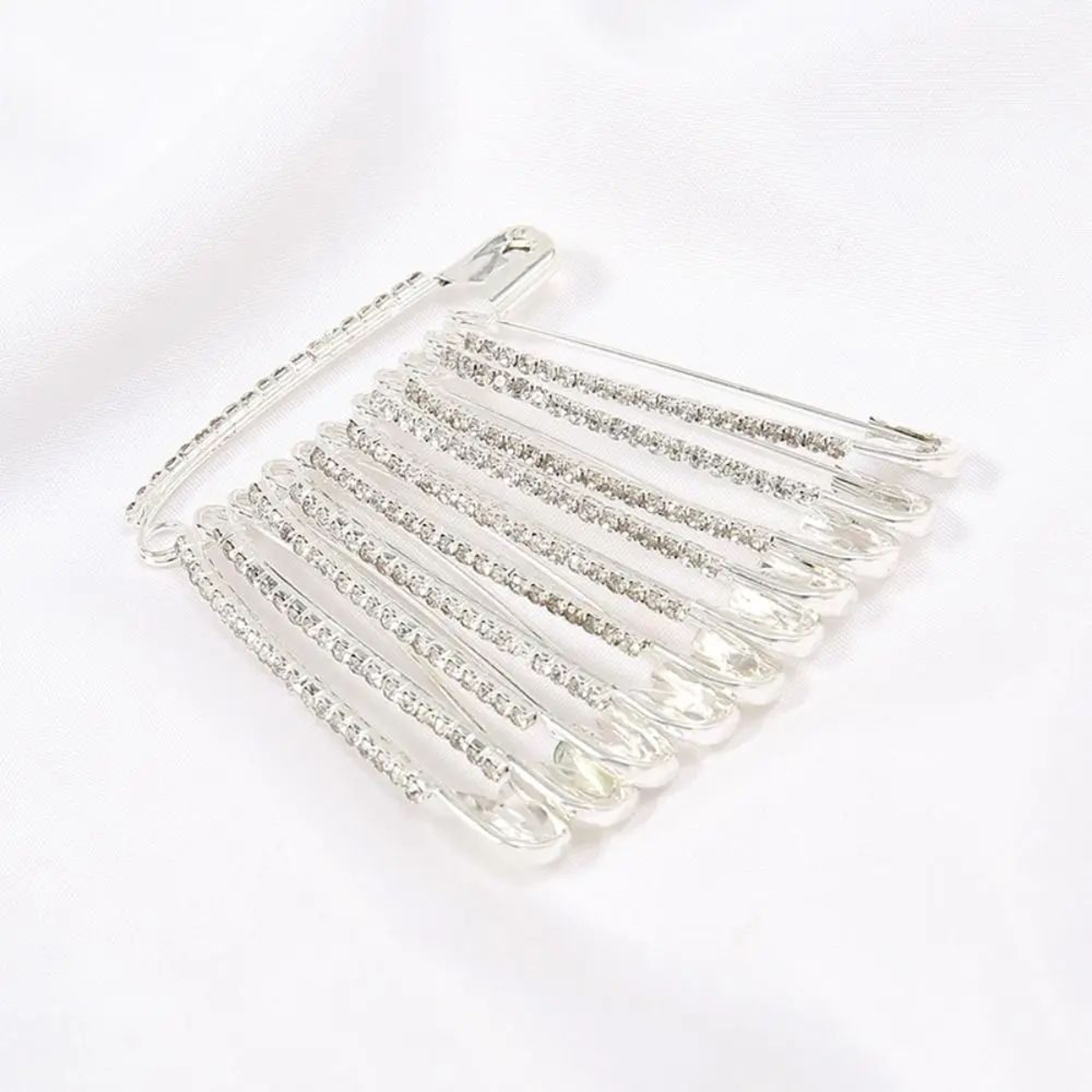 Elegant Gold Rhinestone Brooch Safety Pin Clip For Sweaters Shawls  Hats 6