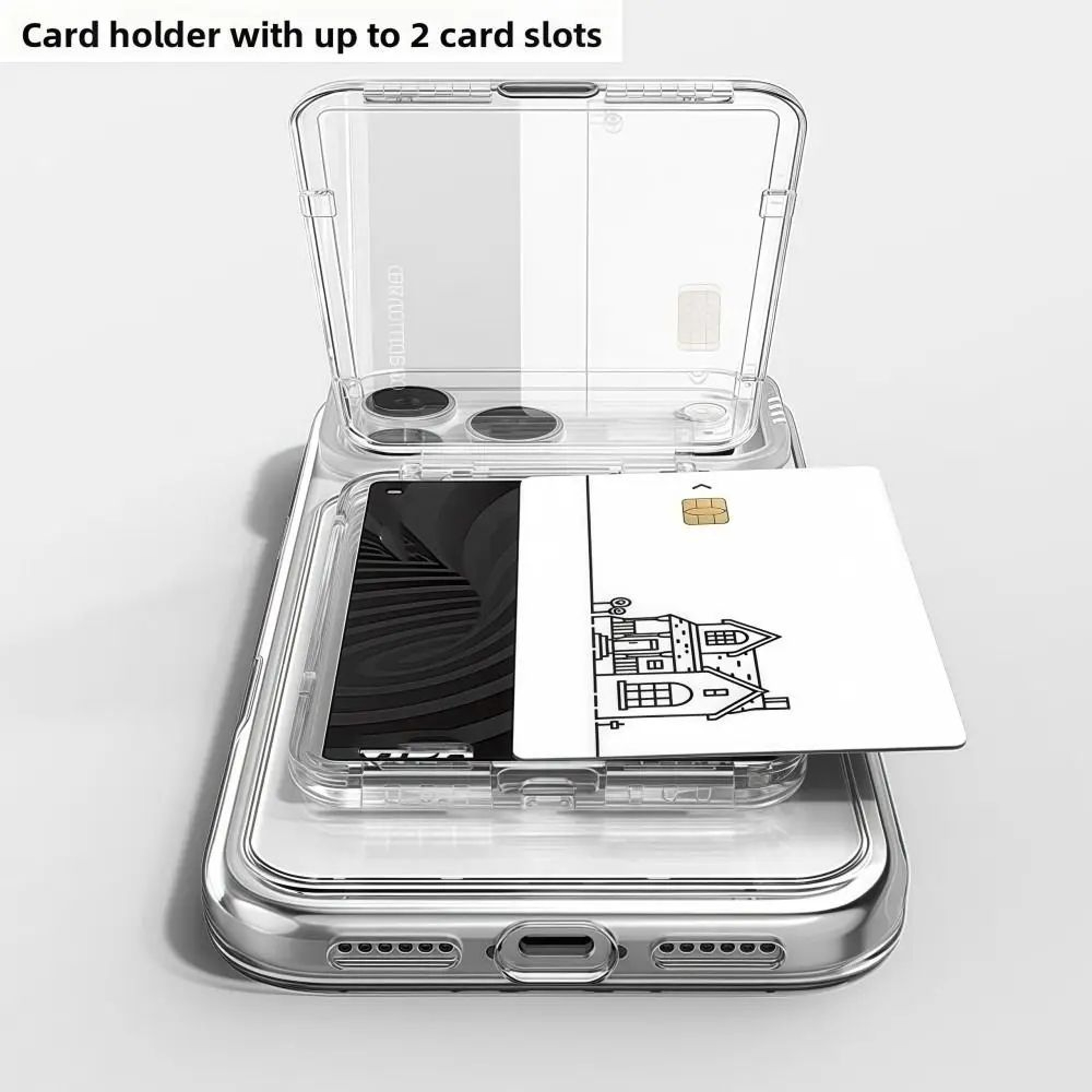 MagSafe Clear Magnetic Card Holder With Stand  Slim Transparent Card Sleeve For IPhone 2