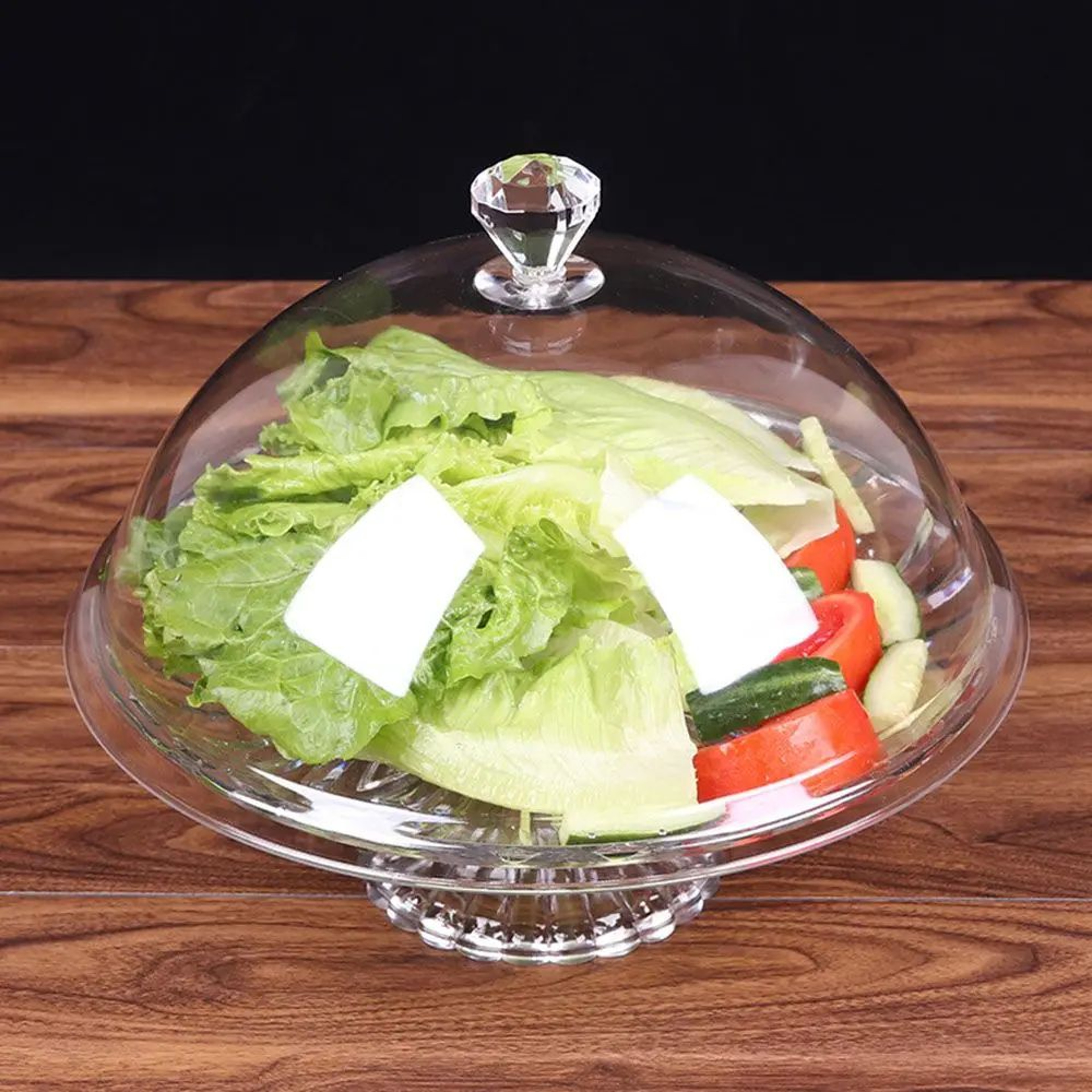 Elegant Acrylic Cake Stand With Cover  Dustproof Dessert Display Dome 0