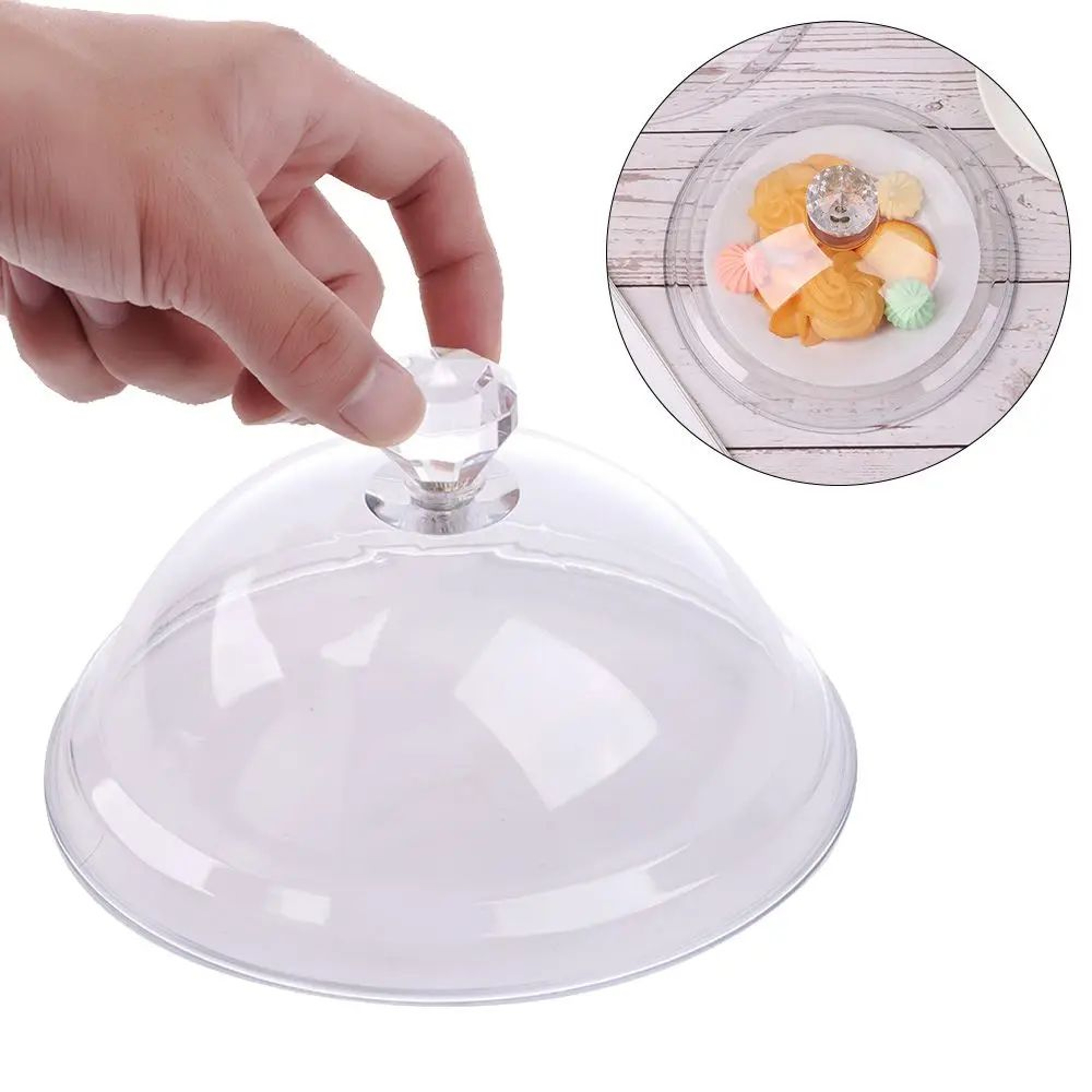 Elegant Acrylic Cake Stand With Cover  Dustproof Dessert Display Dome 3