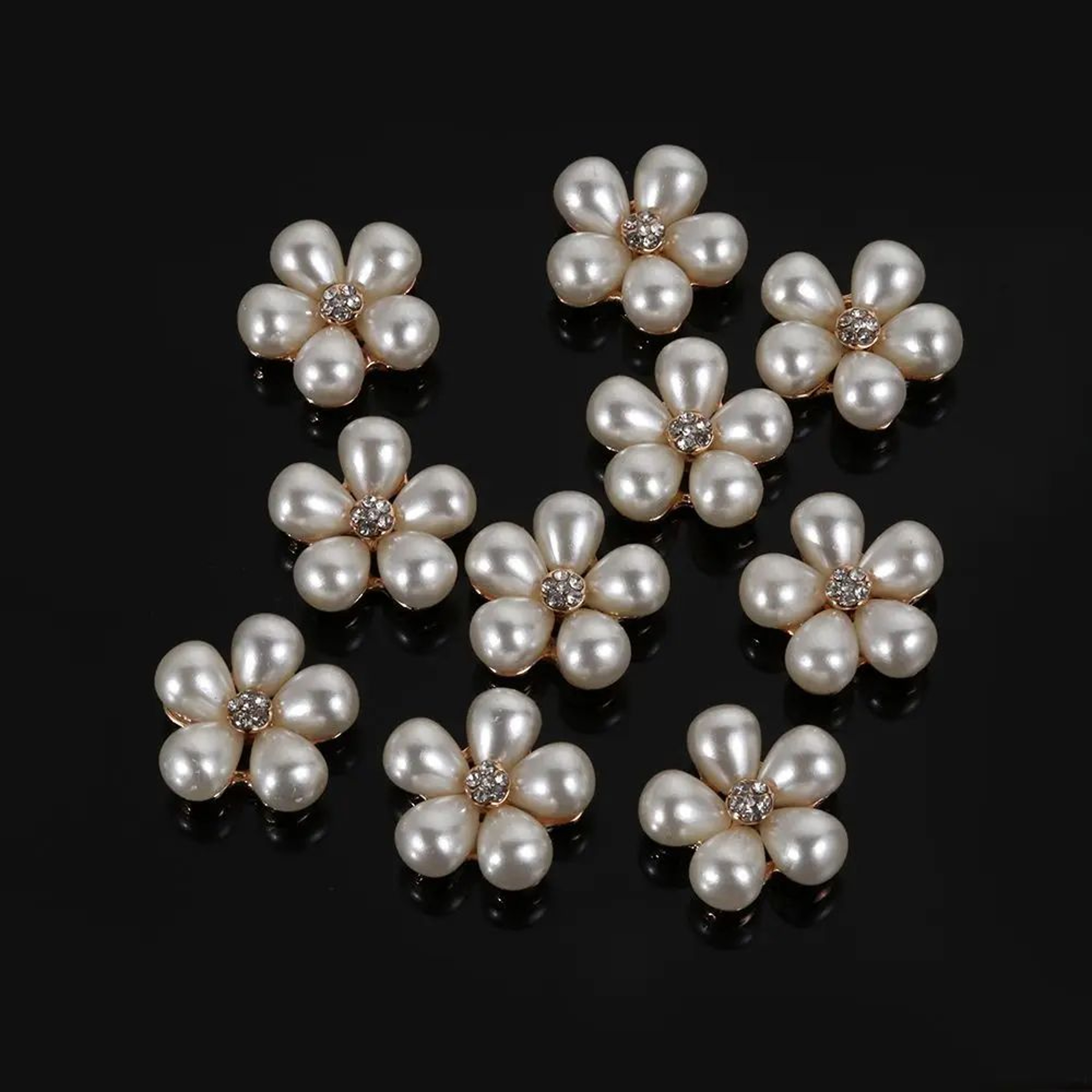 Elegant Rhinestone  Pearl Flower Buttons Set For Wedding Crafts And DIY Accessories 5