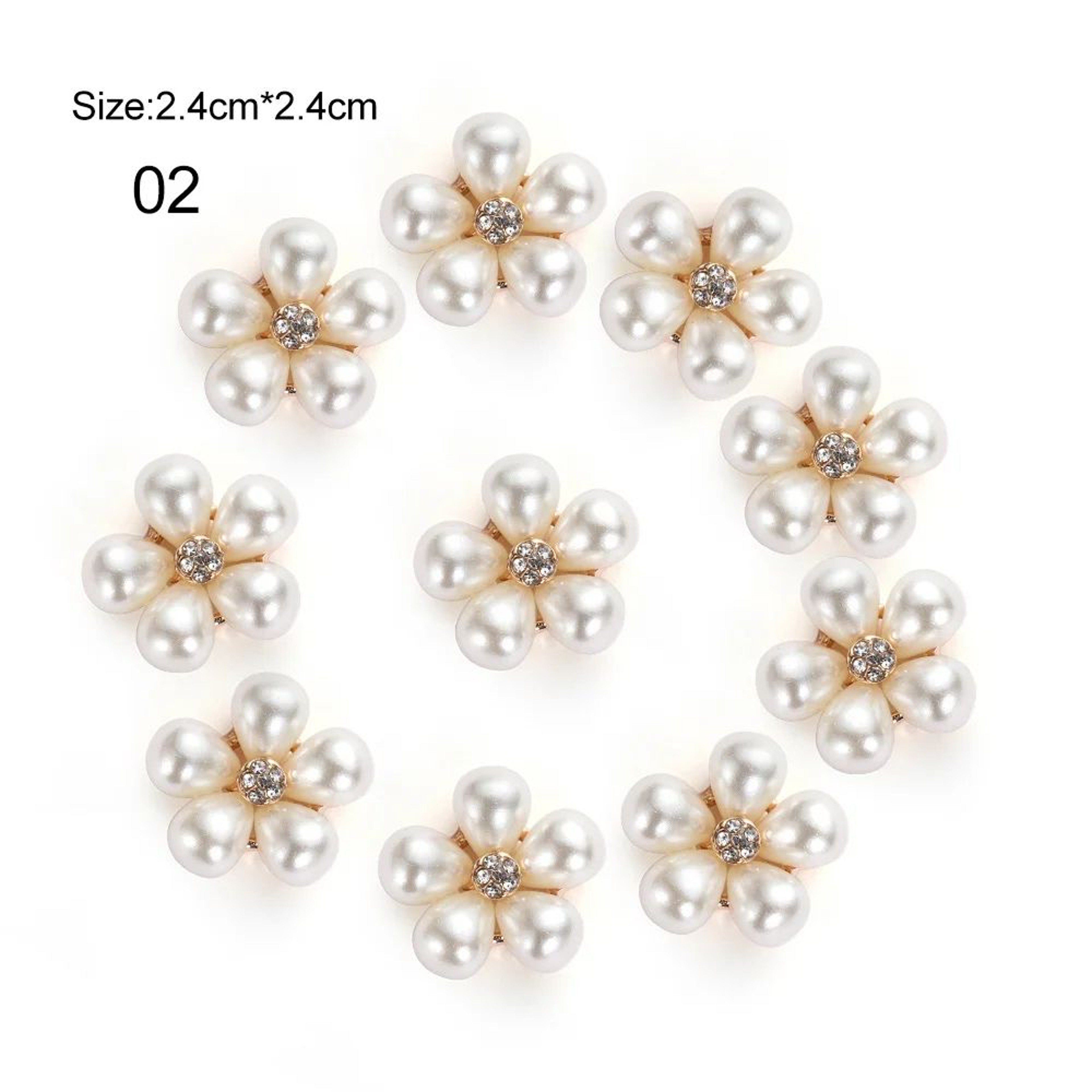 Elegant Rhinestone  Pearl Flower Buttons Set For Wedding Crafts And DIY Accessories 7