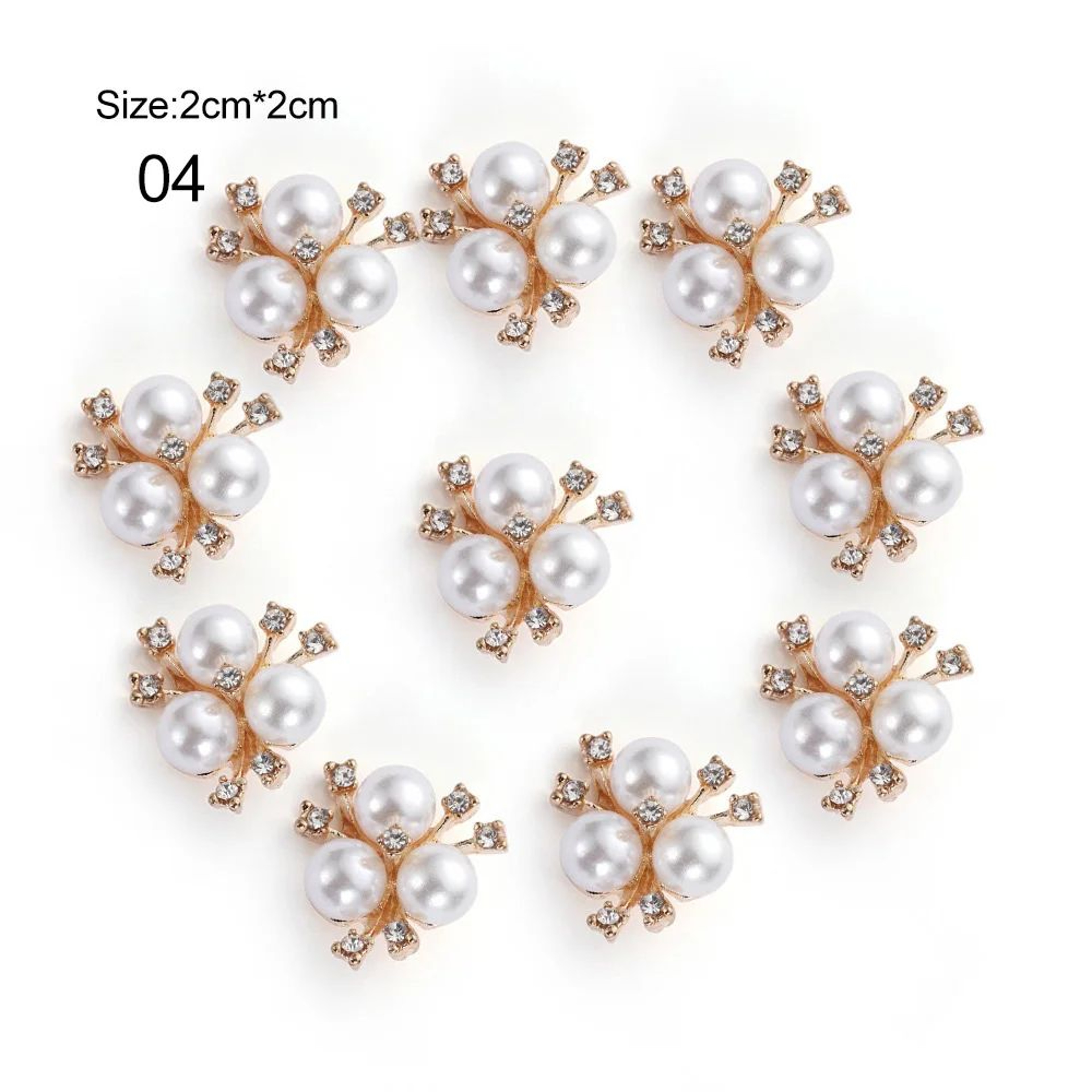 Elegant Rhinestone  Pearl Flower Buttons Set For Wedding Crafts And DIY Accessories 9