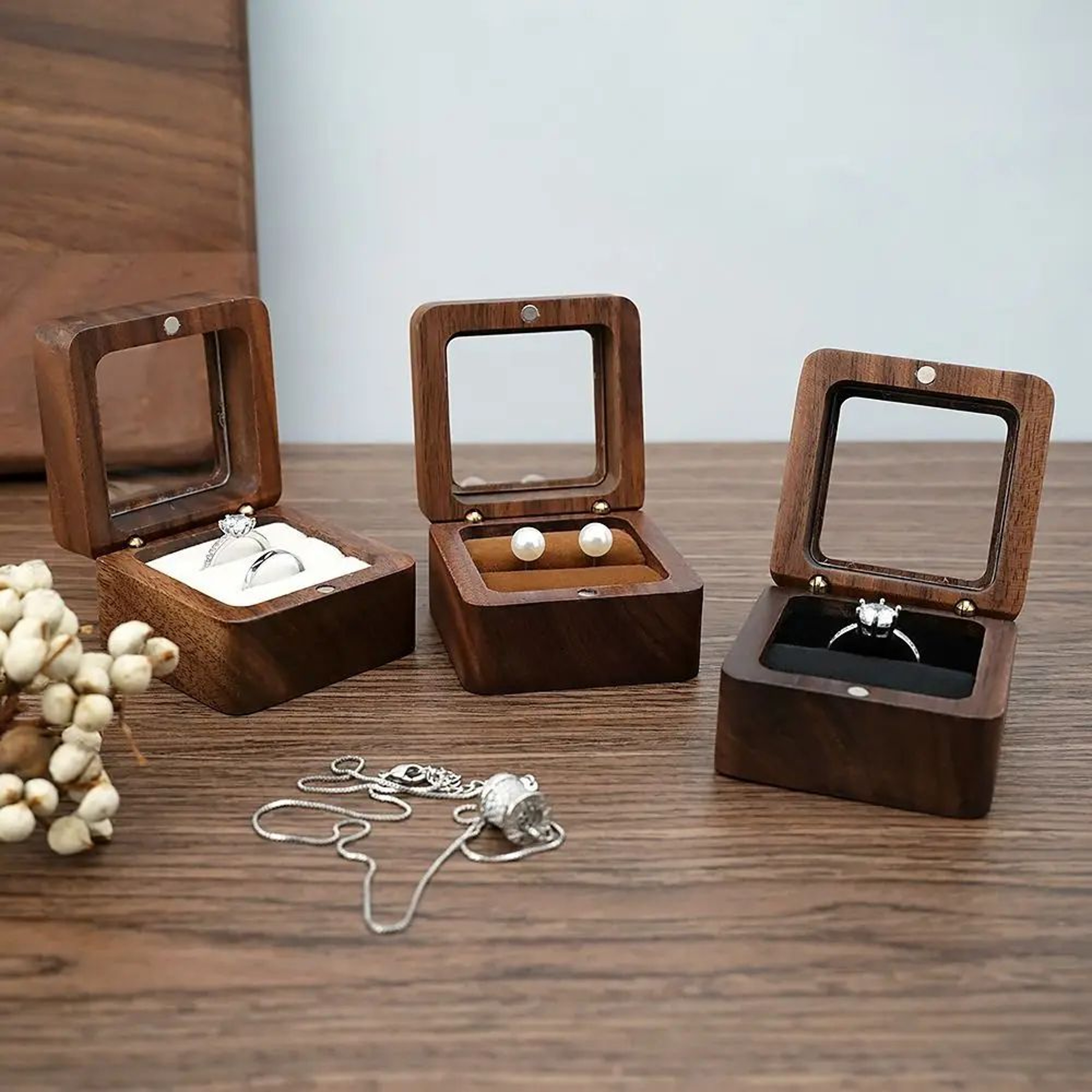 Wooden Engagement Ring Box And Wedding Ring Holder 3