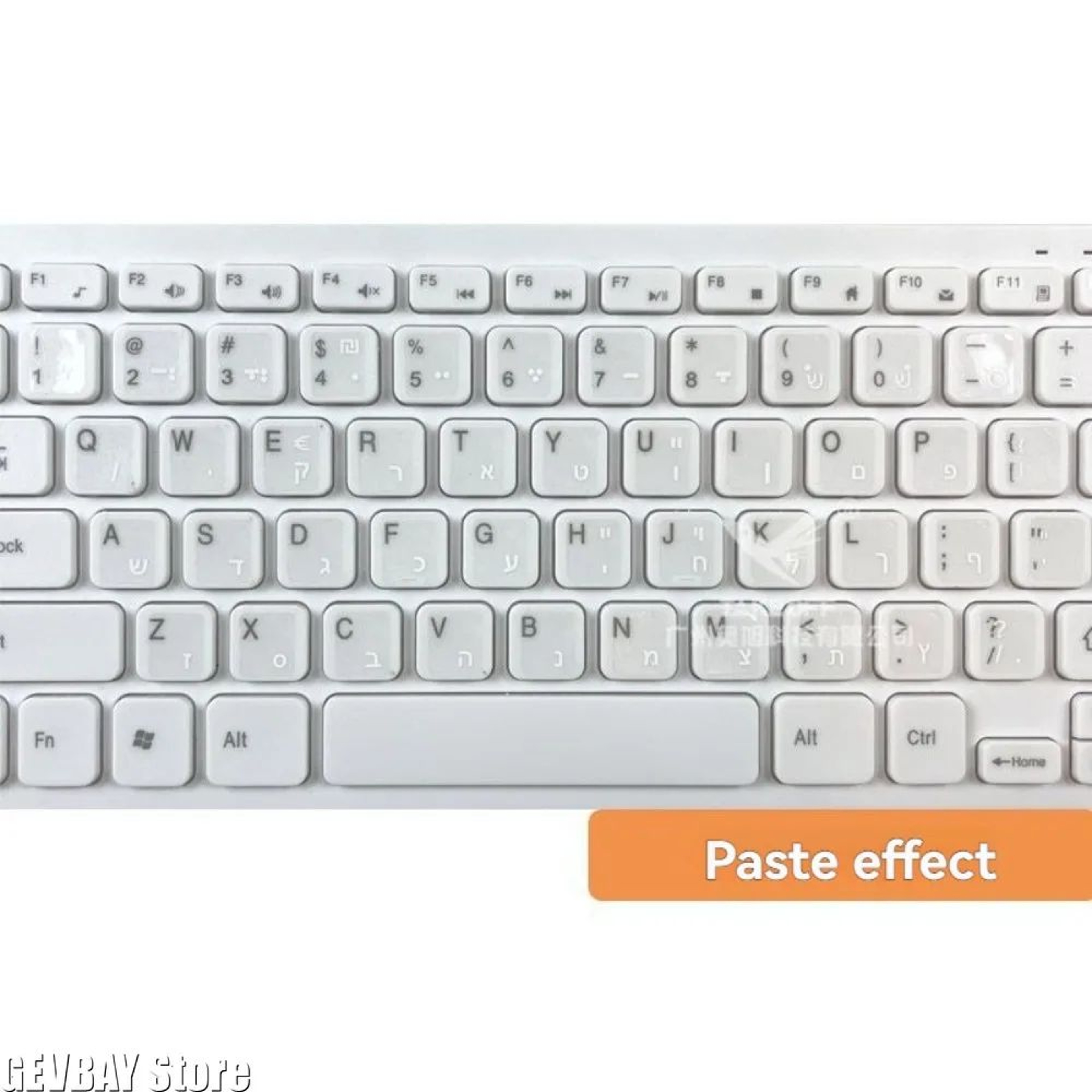 White Hebrew Keyboard Stickers For Laptop And Desktop Keyboards 3