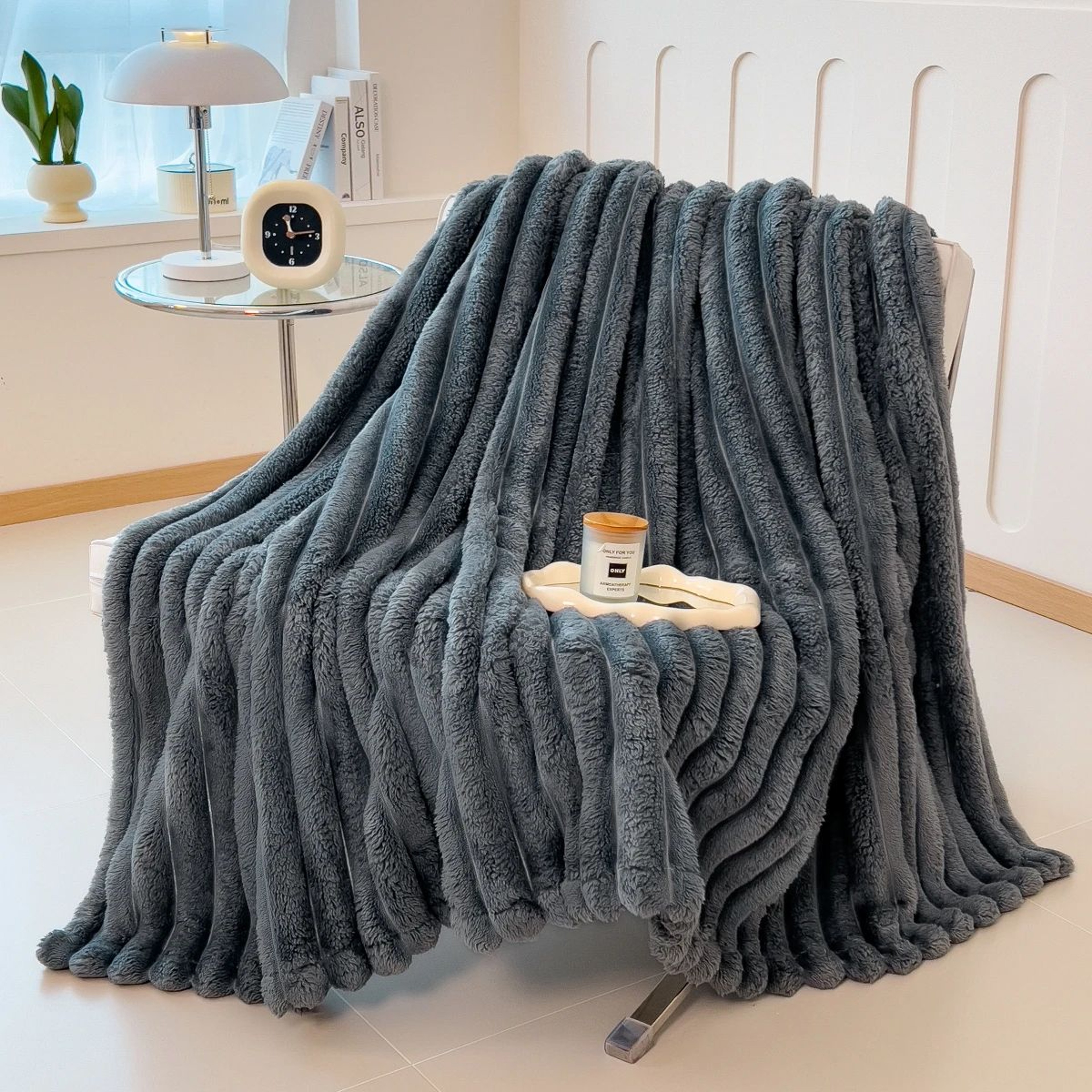 CozyStripe Striped Throw Blanket  Thick Plush MultiPurpose Blanket For Bed Sofa  Pets 1