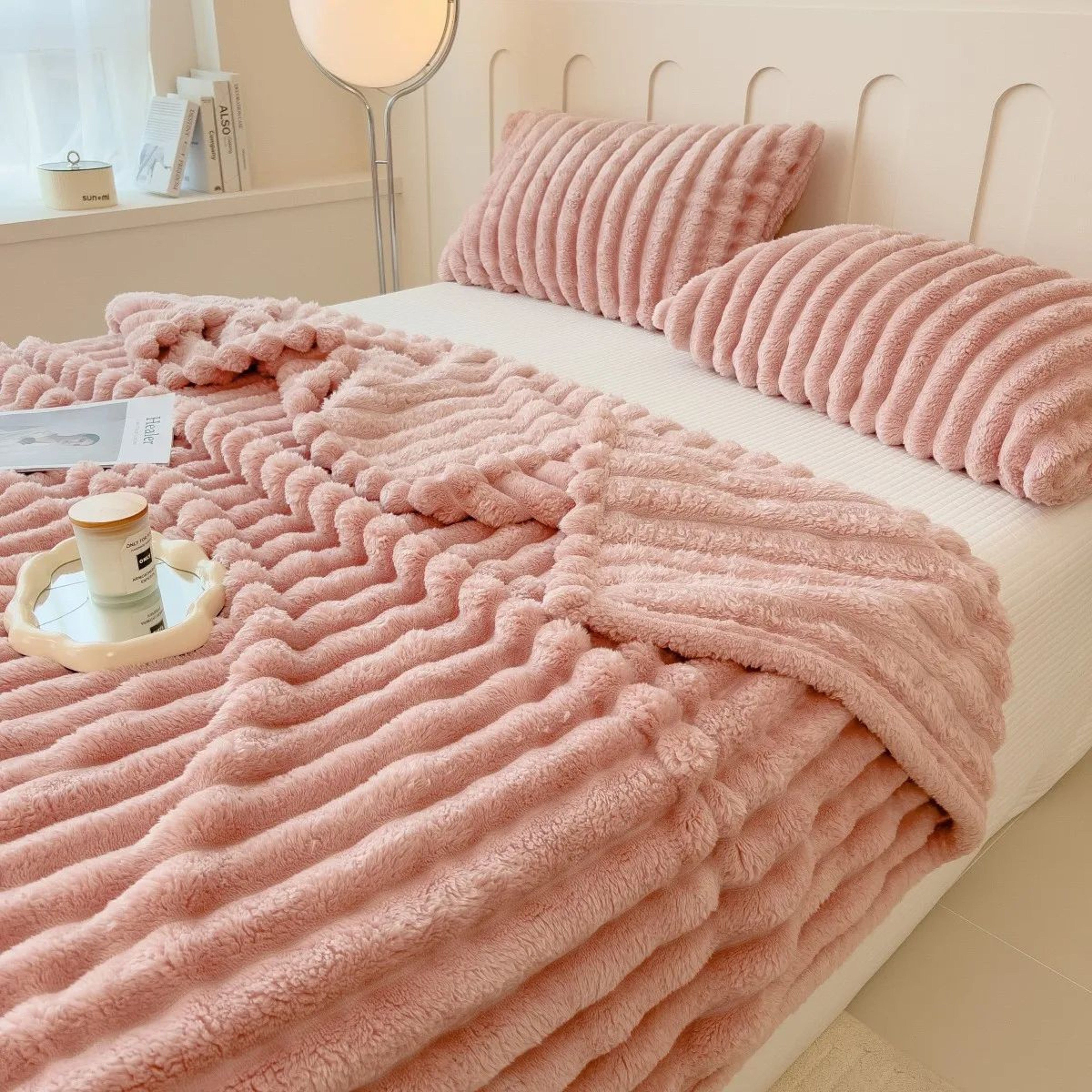 CozyStripe Striped Throw Blanket  Thick Plush MultiPurpose Blanket For Bed Sofa  Pets 8