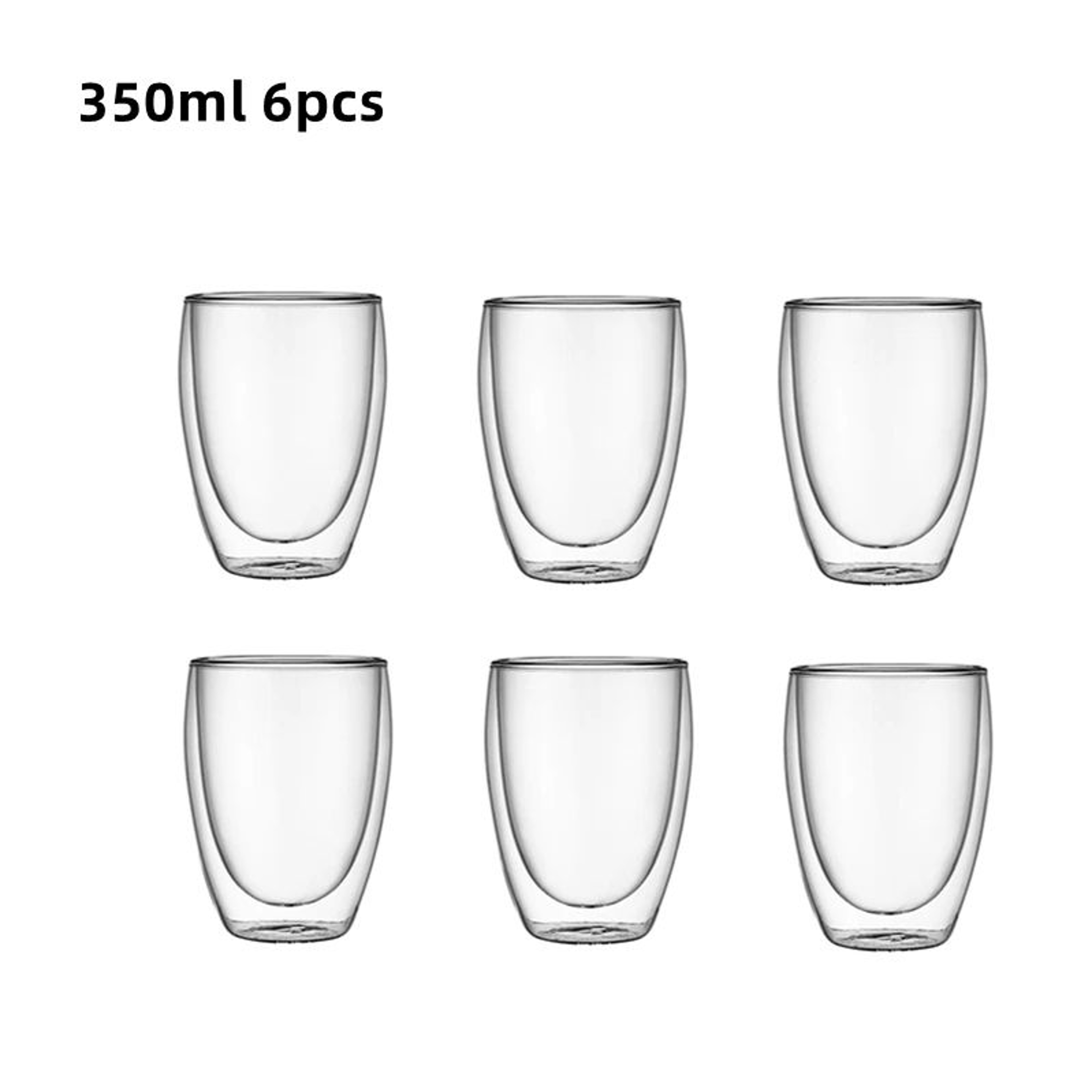 Double Wall Insulated Glass Espresso Cups Set  Thermal Coffee  Latte Mugs 6Piece 9