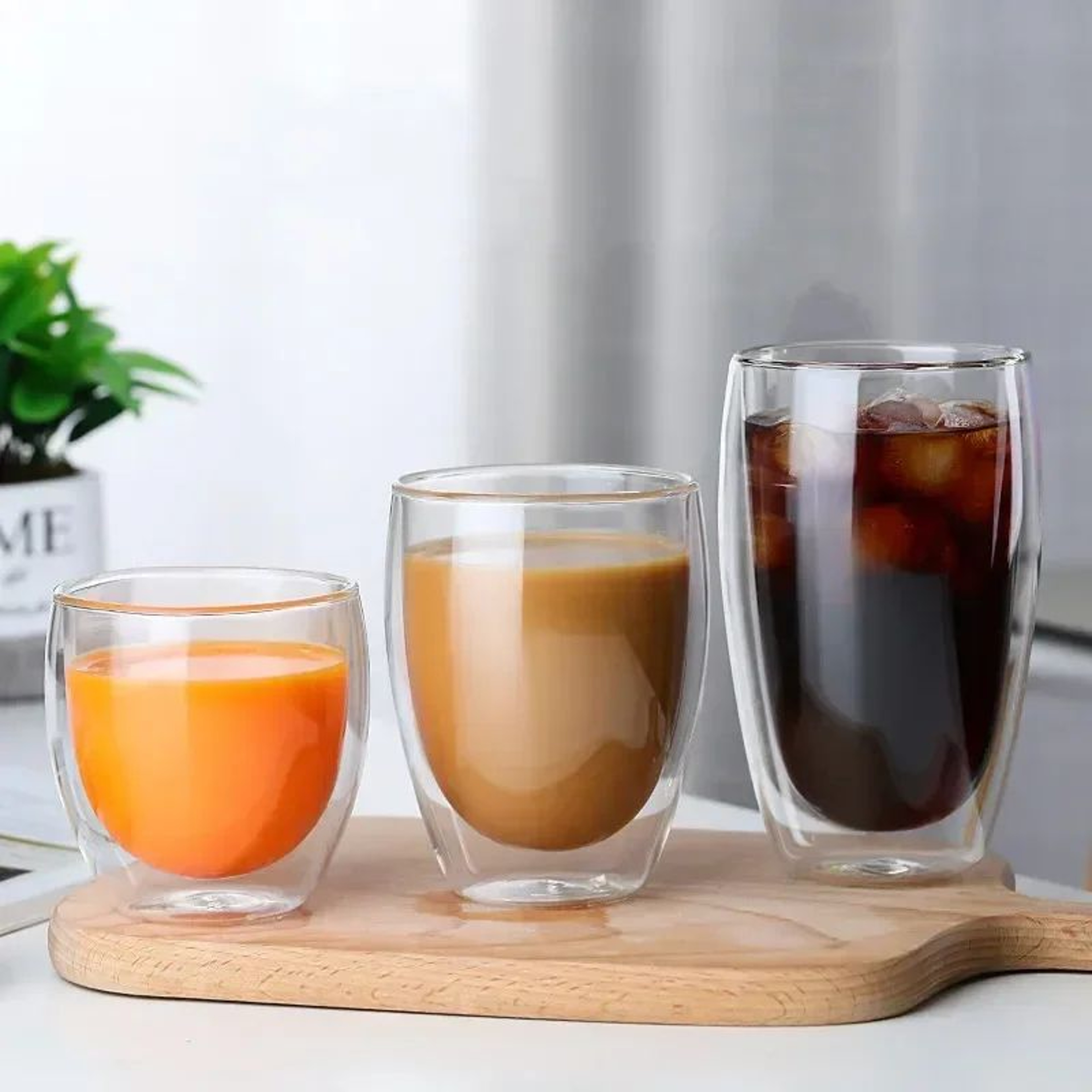 Double Wall HeatResistant Glass Coffee  Tea Mug Set 0