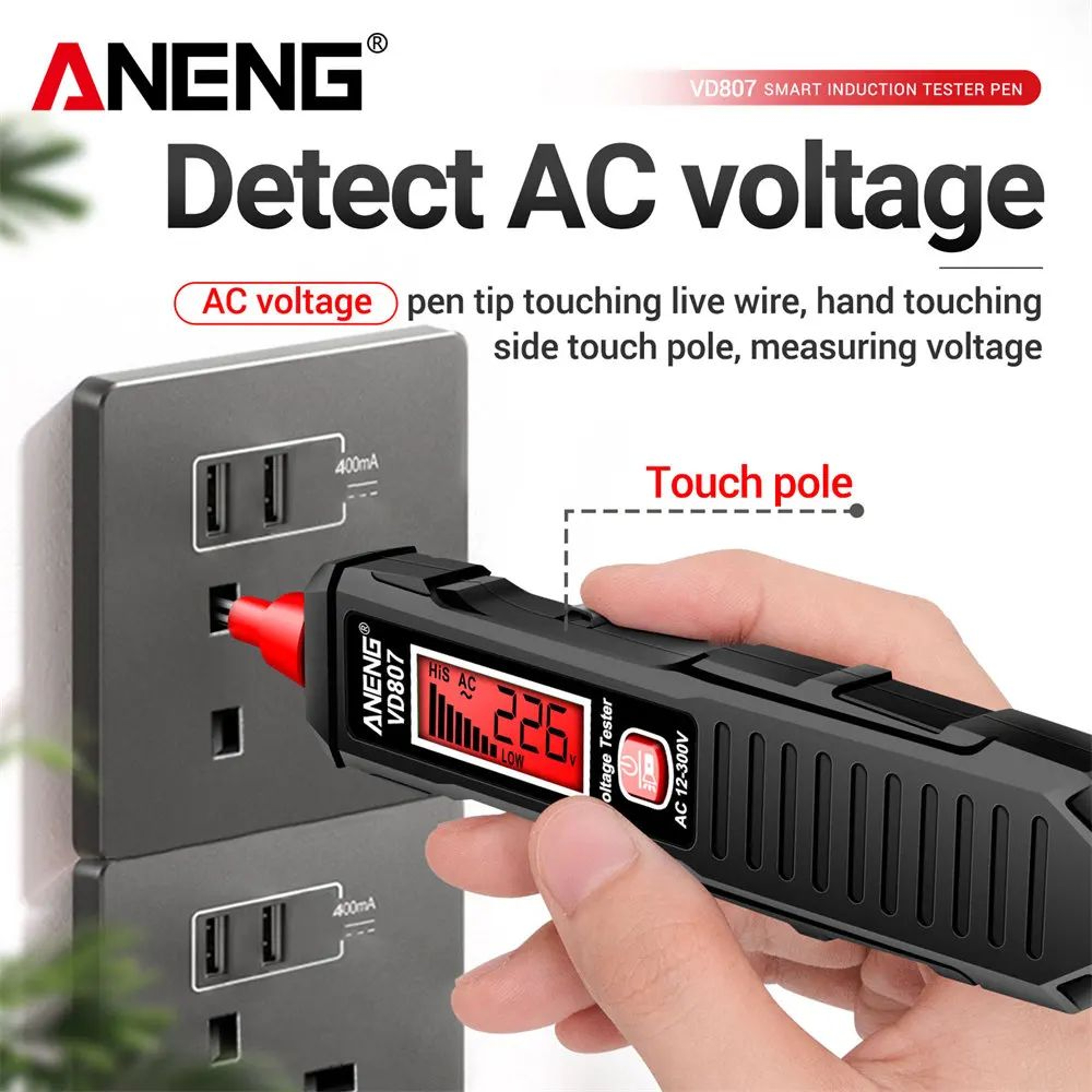 ANENG VD807 NonContact Voltage Tester Pen With LED Light 3