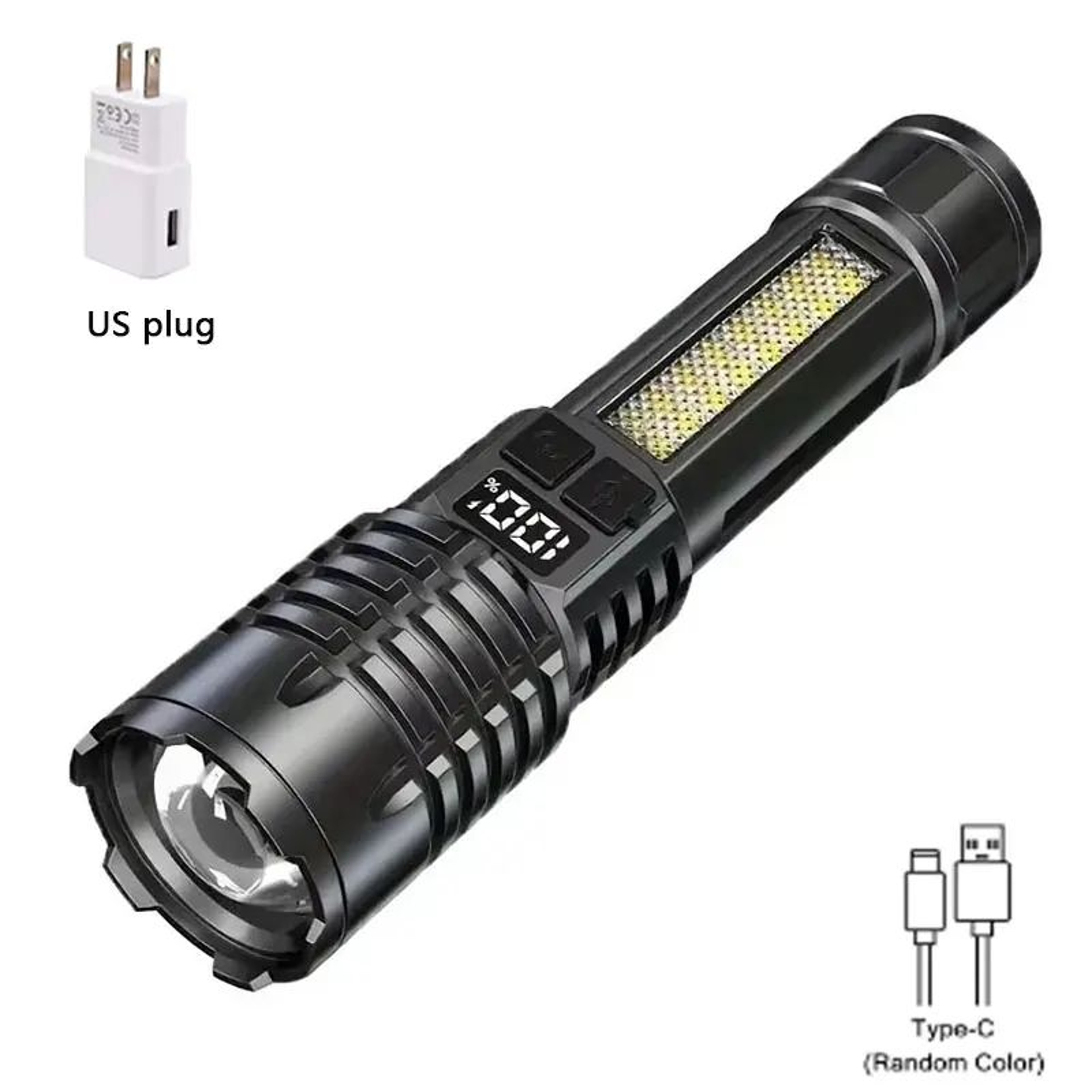 Heinast Rechargeable LED Flashlight With COB Side Light For Camping 11
