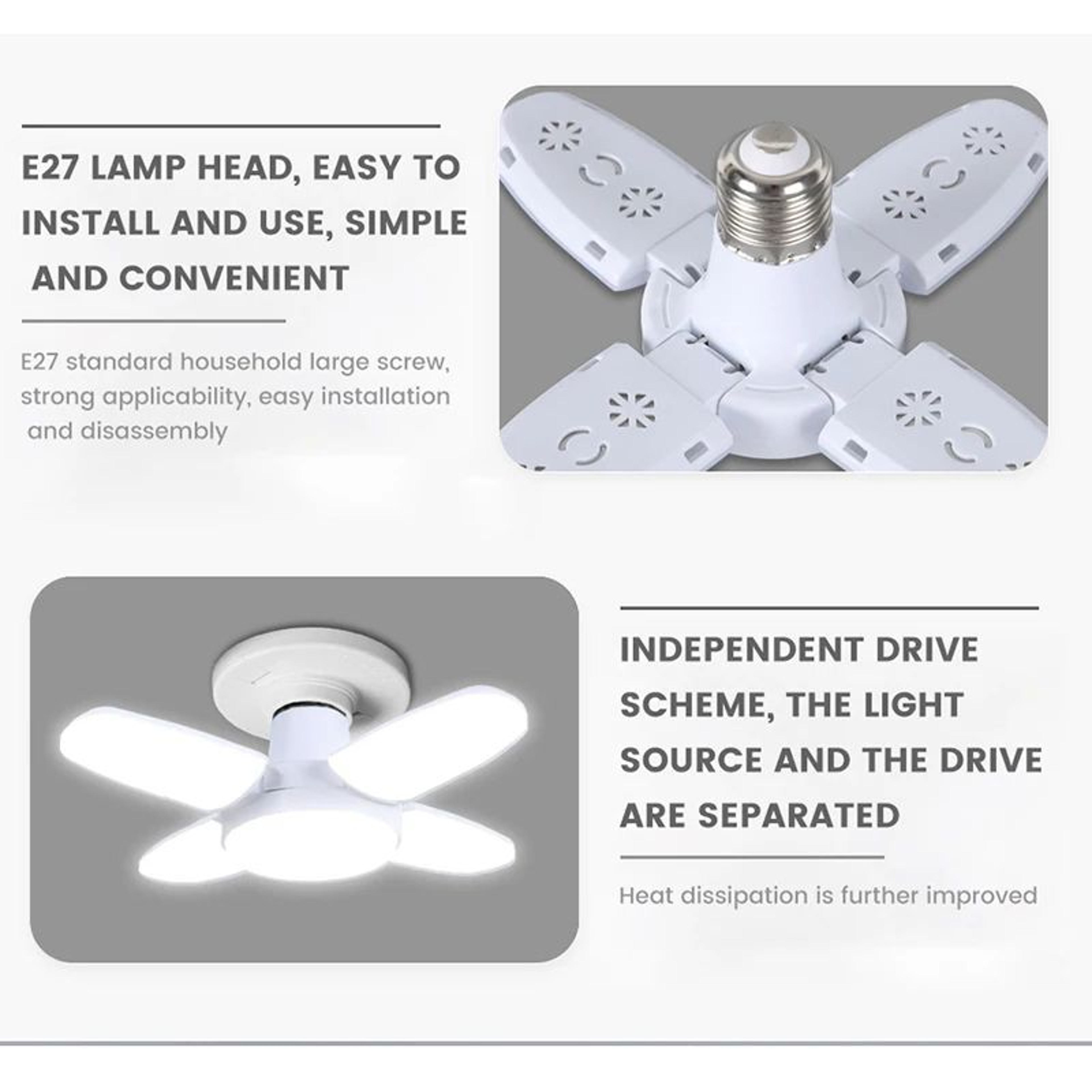 UltraBright Foldable LED Garage Light  28W E27 Deformable Ceiling Bulb 1