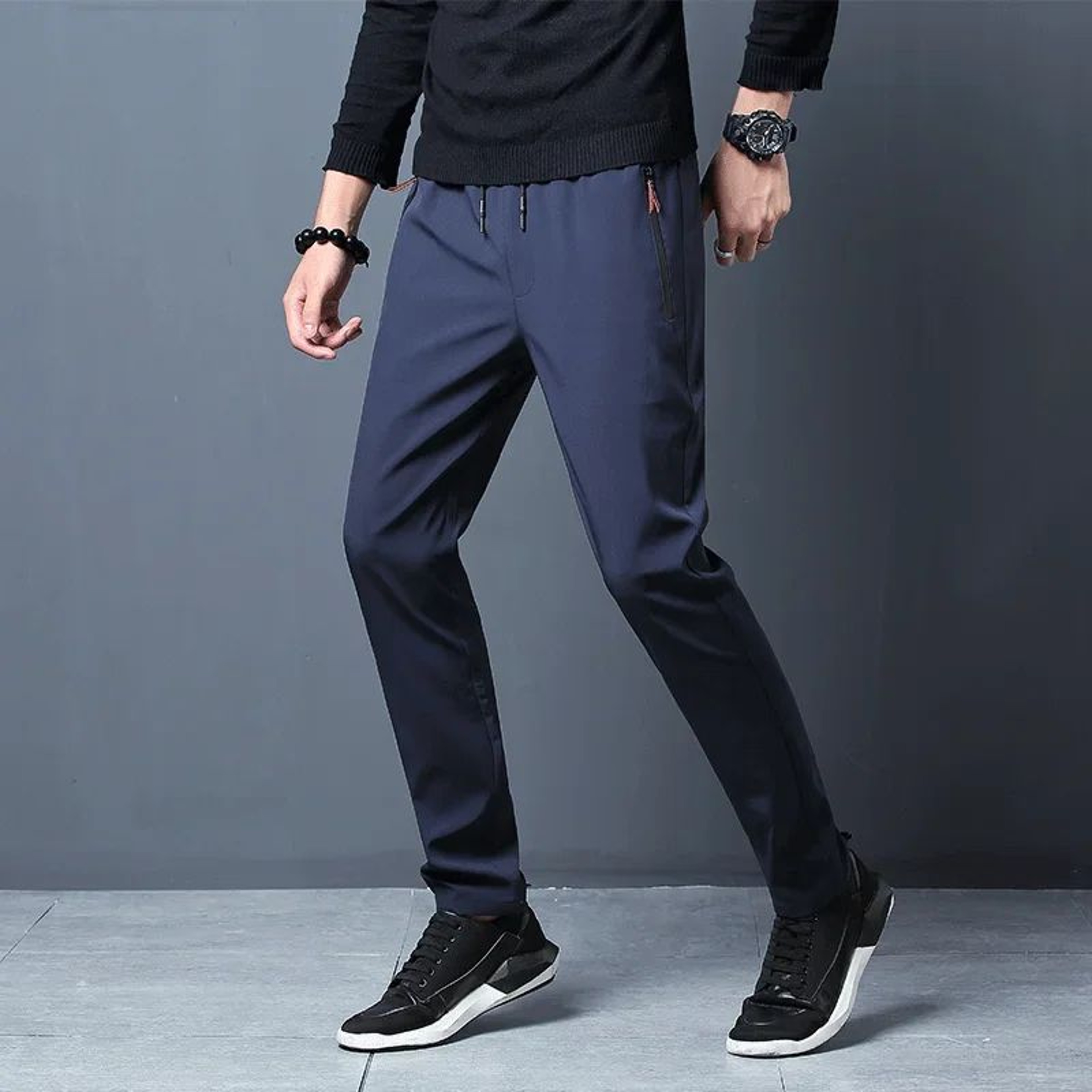 UrbanFlex Mens Casual Pants  Slim Fit Elastic Waist Korean Style Joggers 1