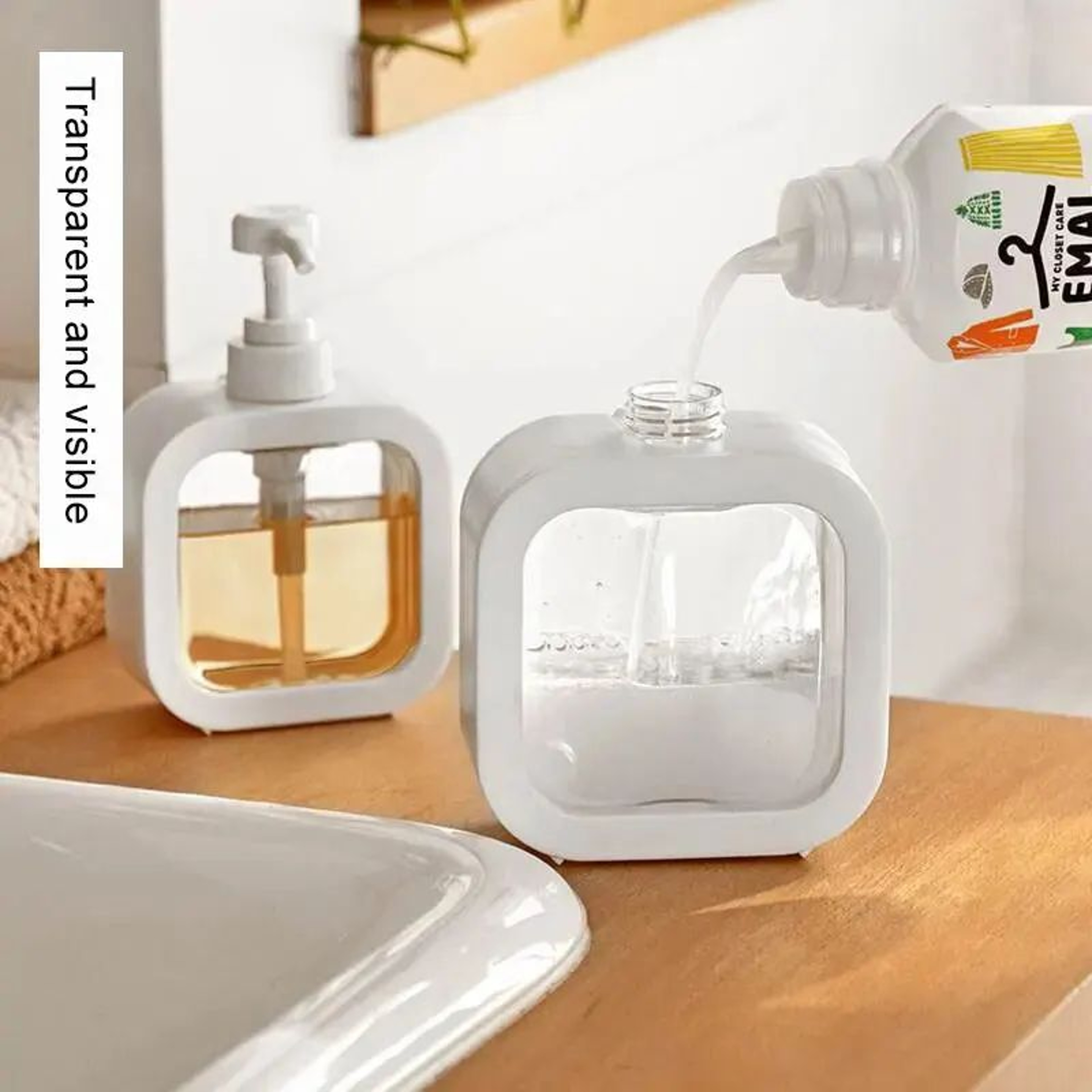 Minimalist Laundry Detergent Dispenser Bottle  Large Capacity Refillable Soap  Shower Gel Storage C 2