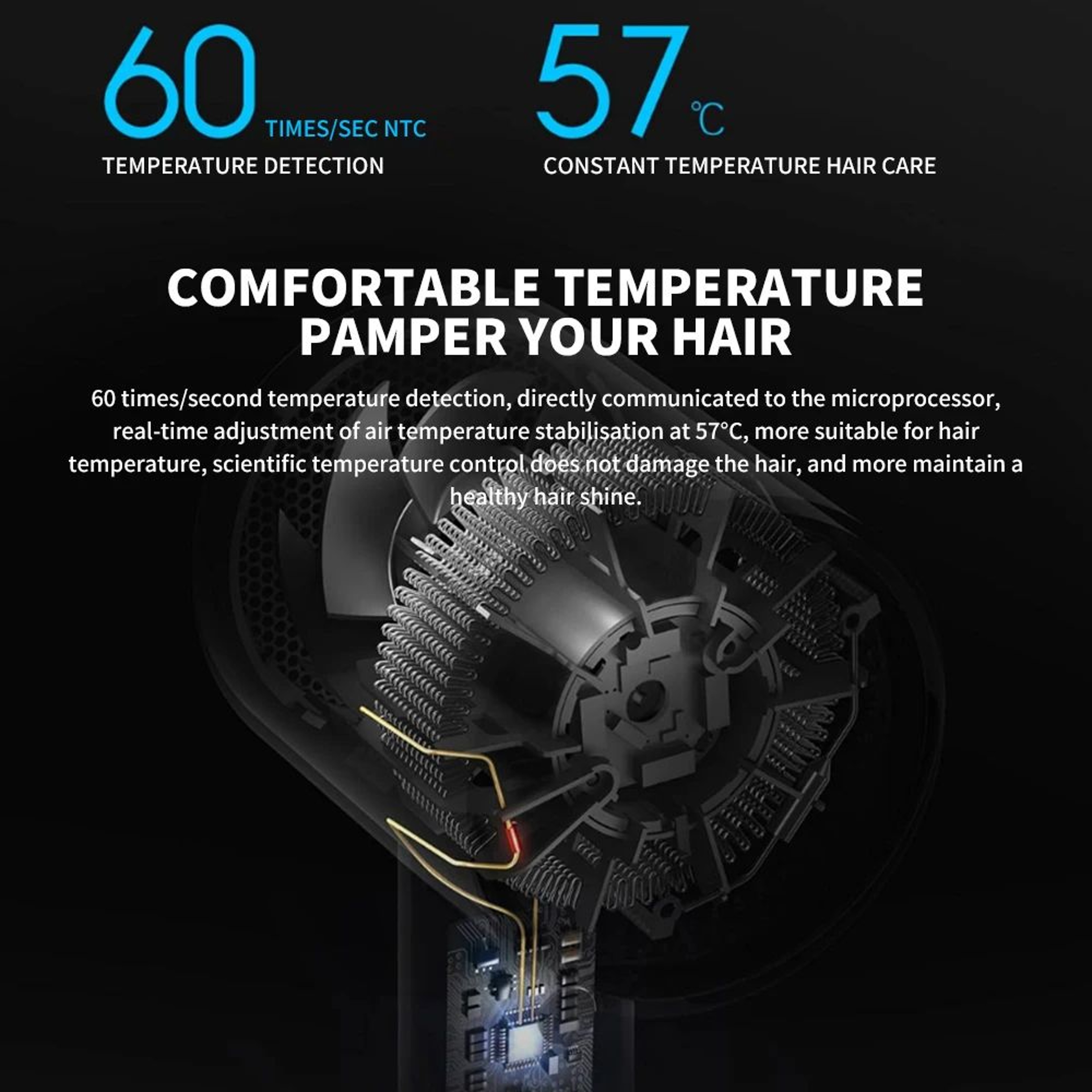 Xiaomi H300 Ionic Hair Dryer  Fast Drying Negative Ion Hair Care For Smooth FrizzFree Styling 3
