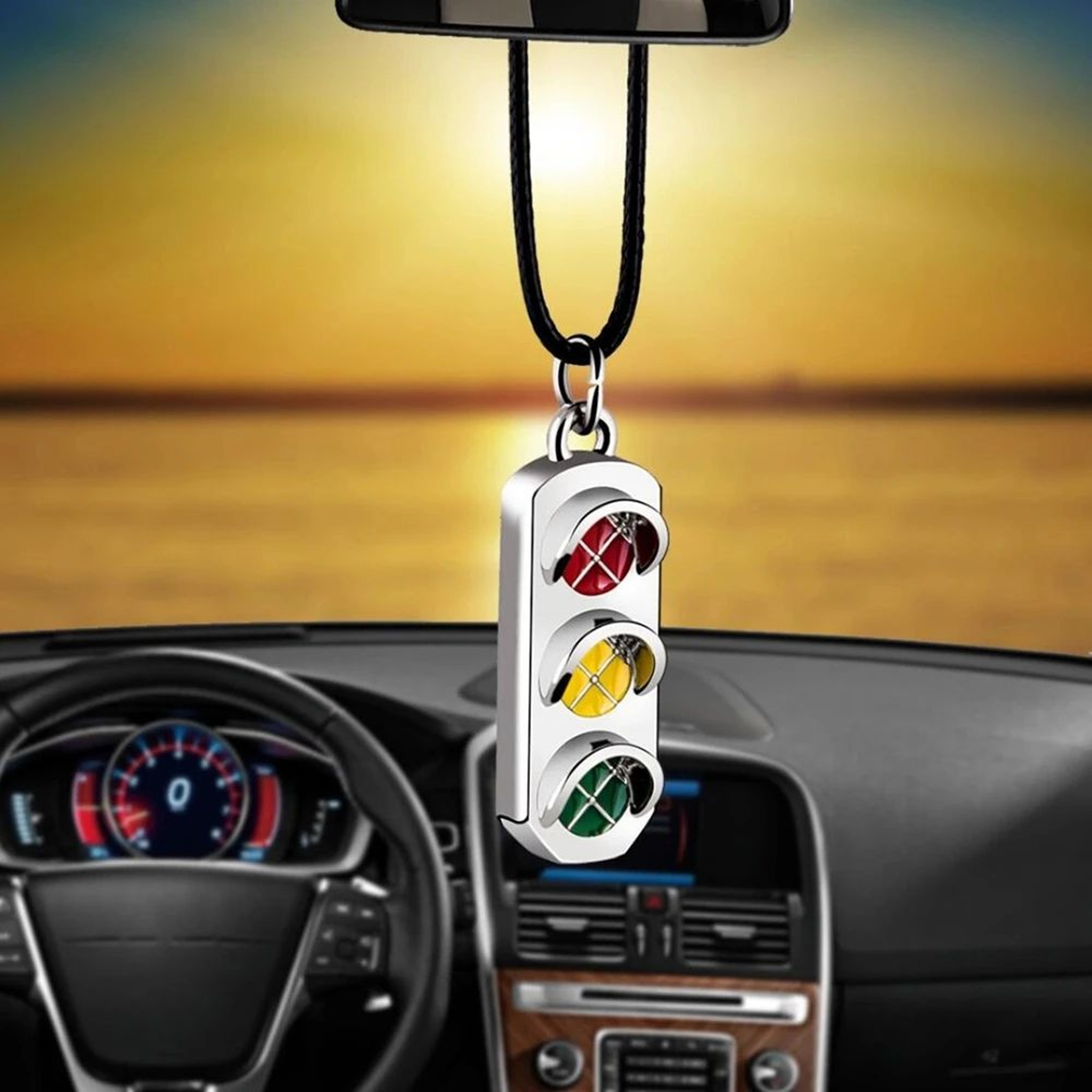 Classic Traffic Light Rear View Mirror Pendant 0