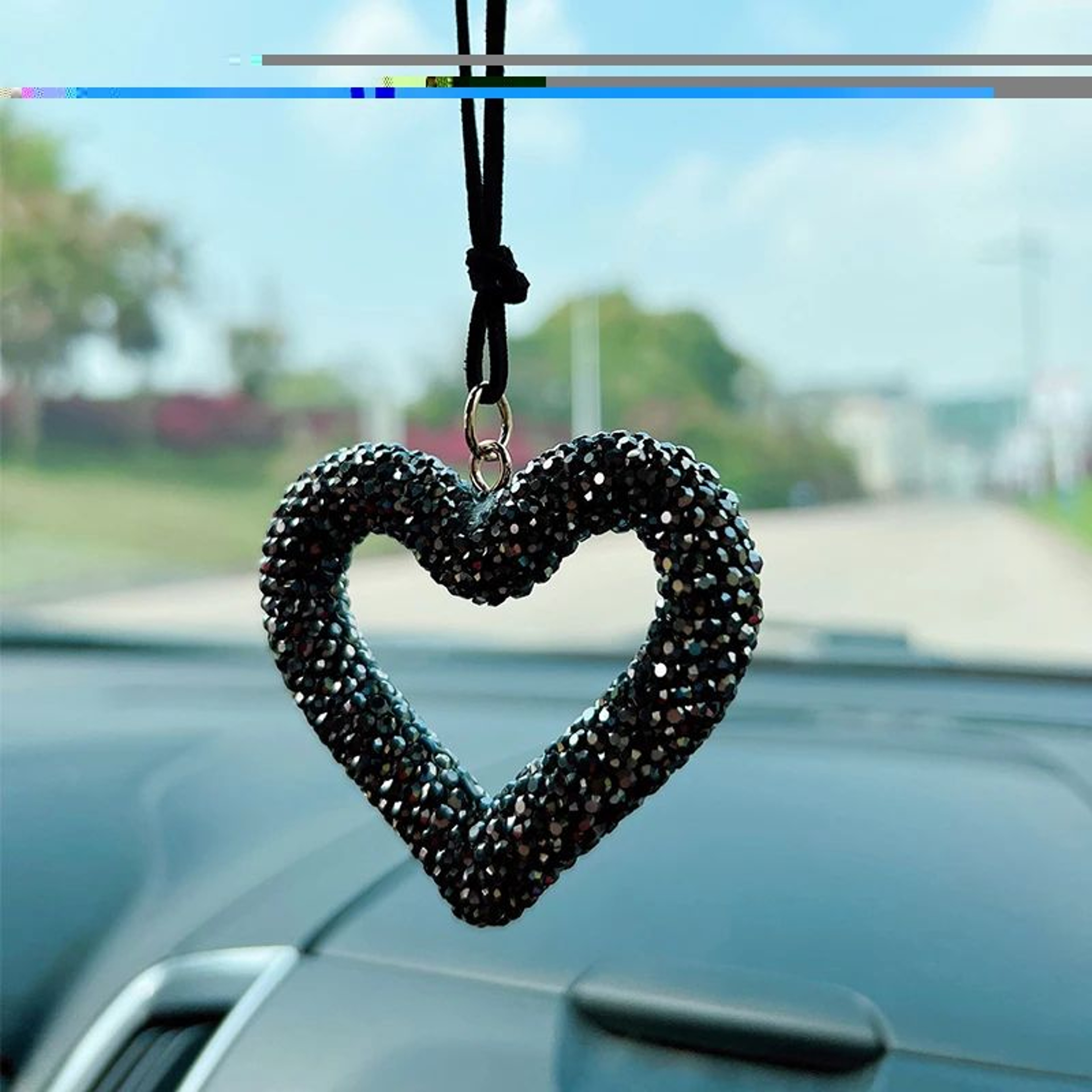 Bling Heart Car Pendant Rearview Mirror Charm 2