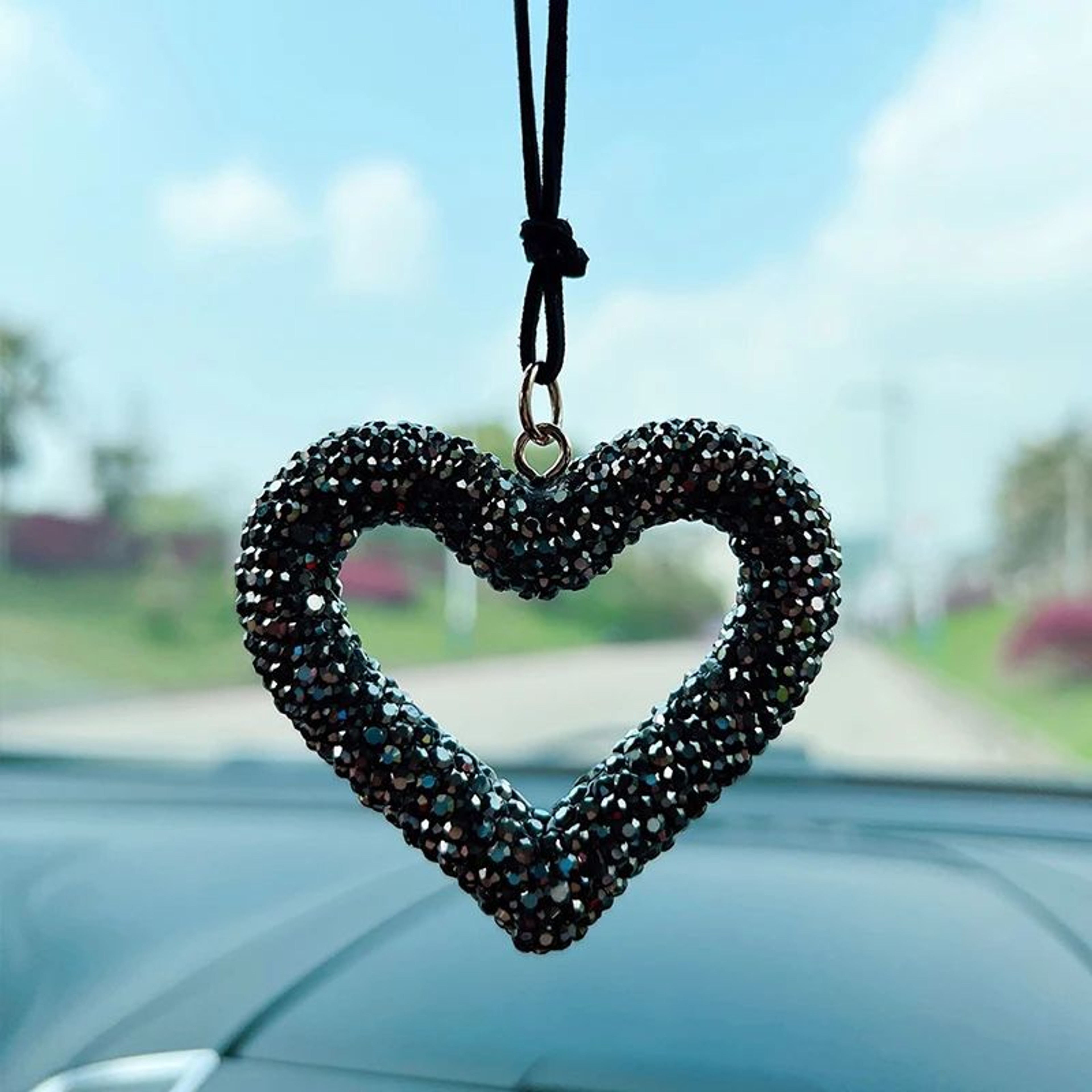 Bling Heart Car Pendant Rearview Mirror Charm 4