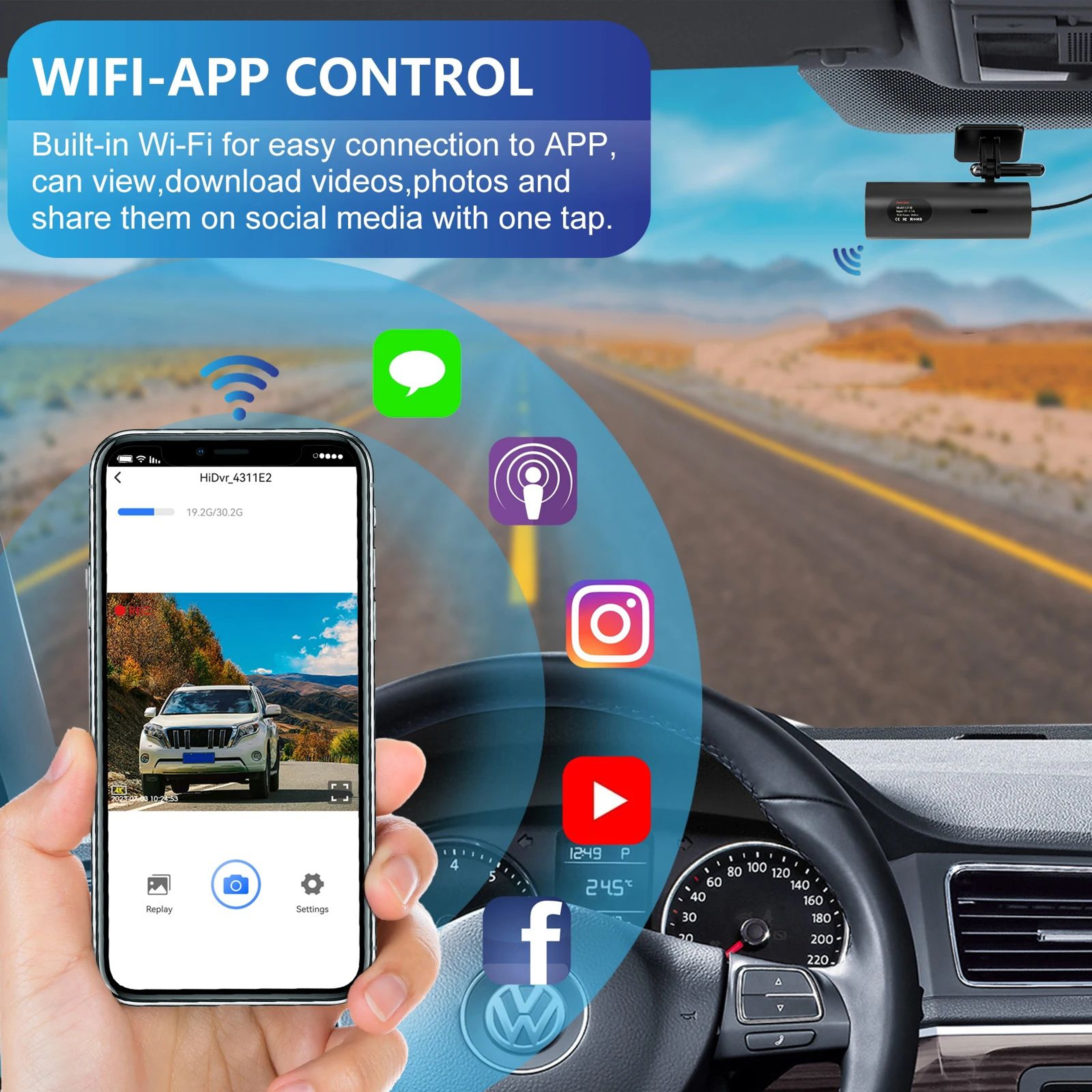 DriveGuard 4K WiFi Mini Dash Cam With 24H Parking Monitor 5