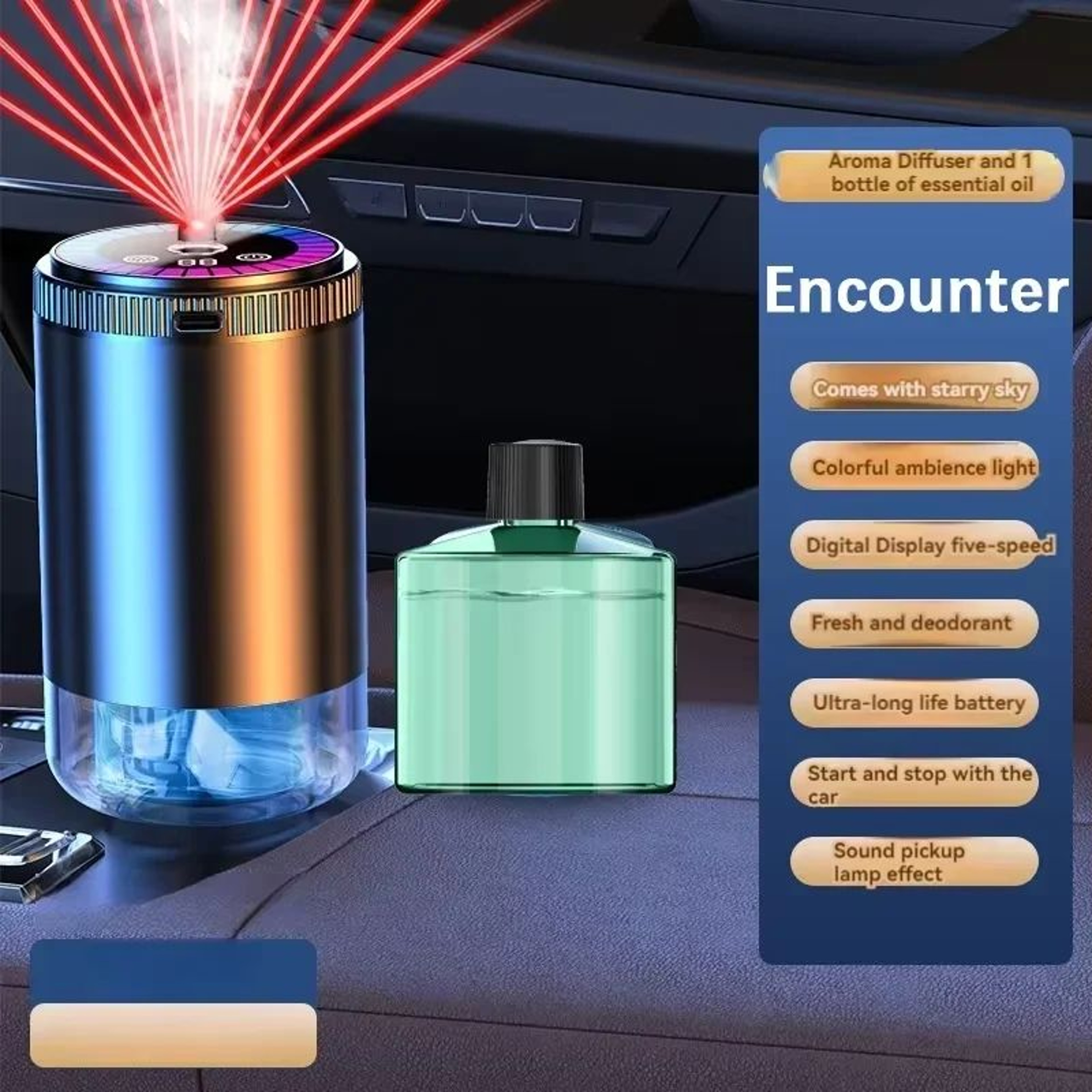 LumiScent Smart Car Air Freshener With Starry Sky Aroma Diffuser 15