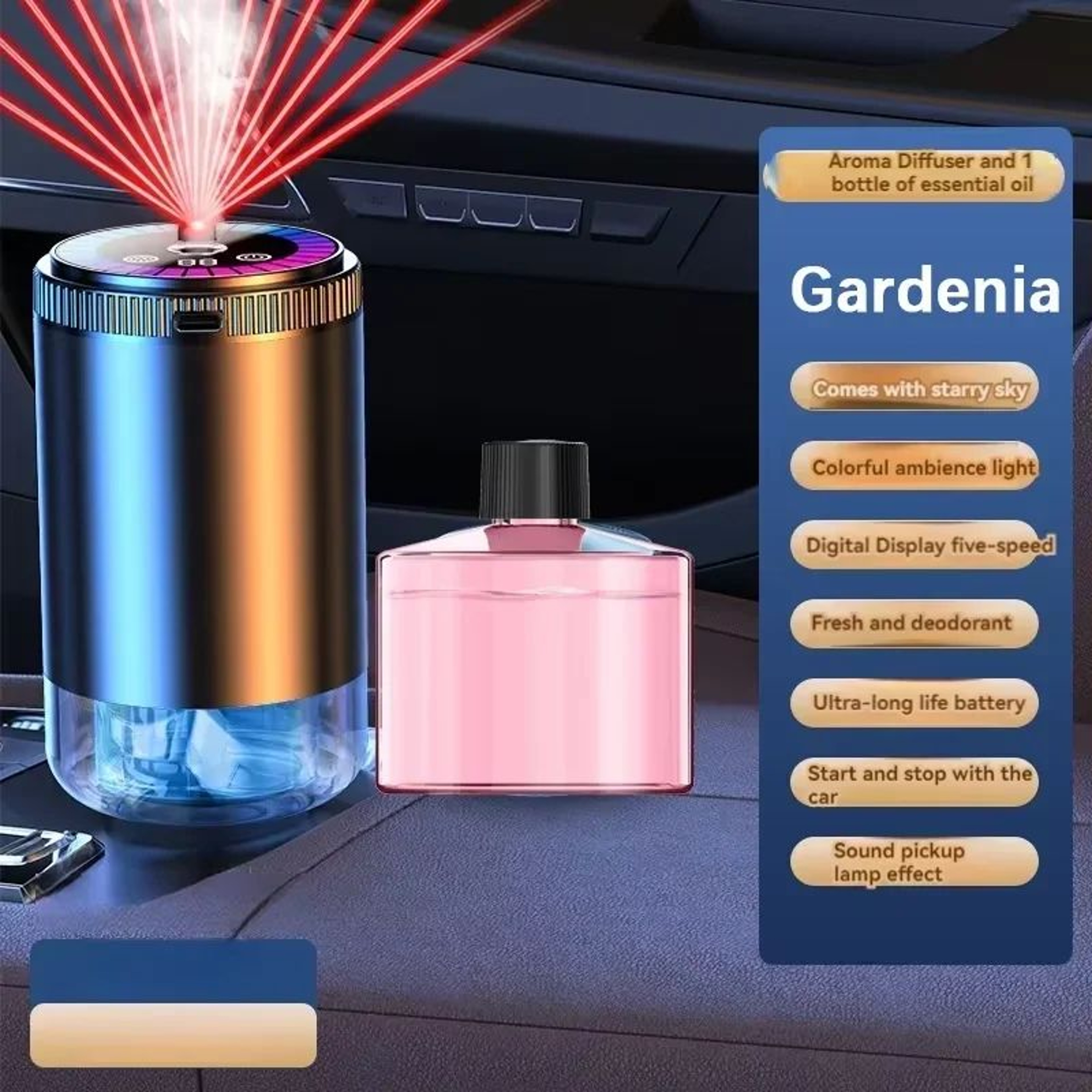 LumiScent Smart Car Air Freshener With Starry Sky Aroma Diffuser 17