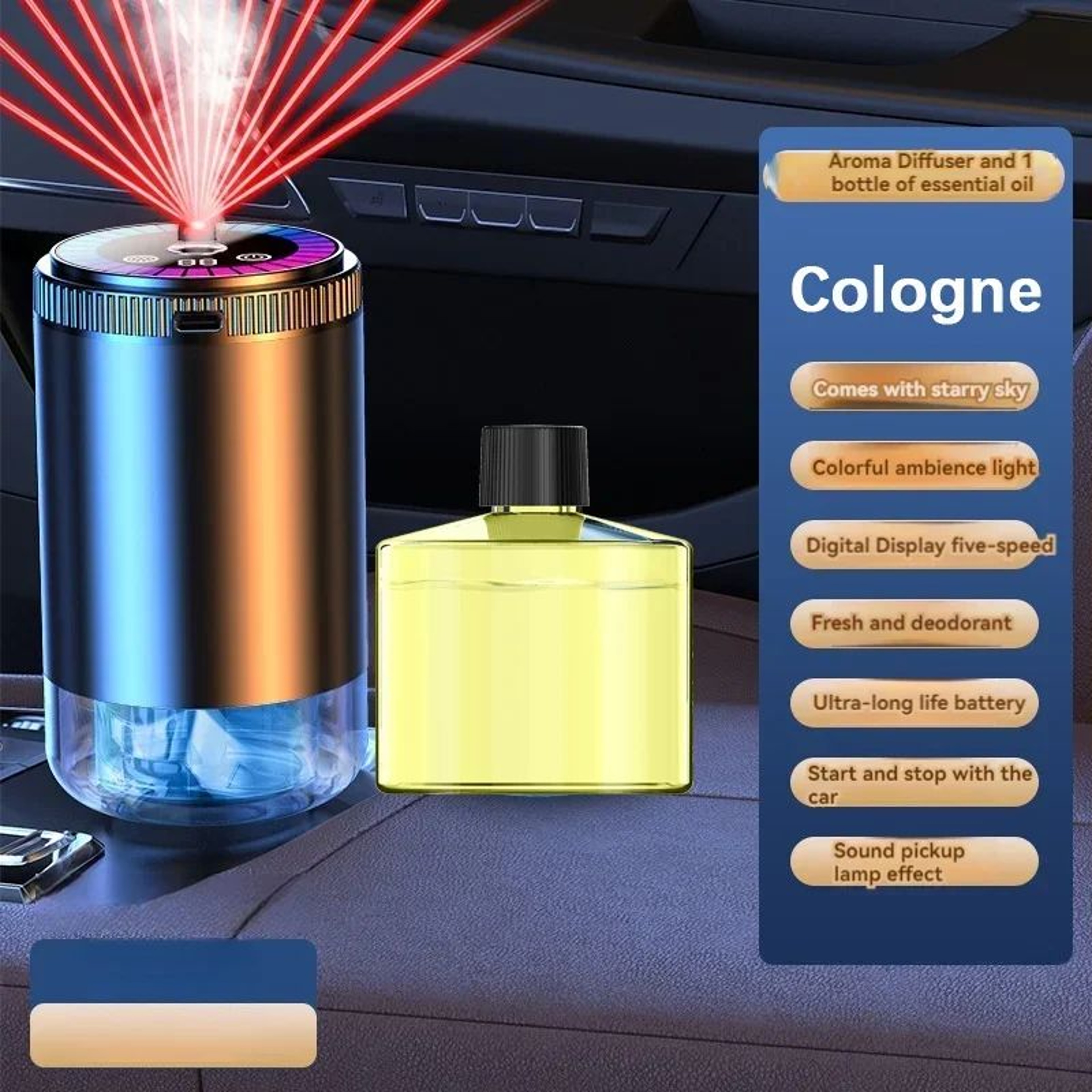 LumiScent Smart Car Air Freshener With Starry Sky Aroma Diffuser 7