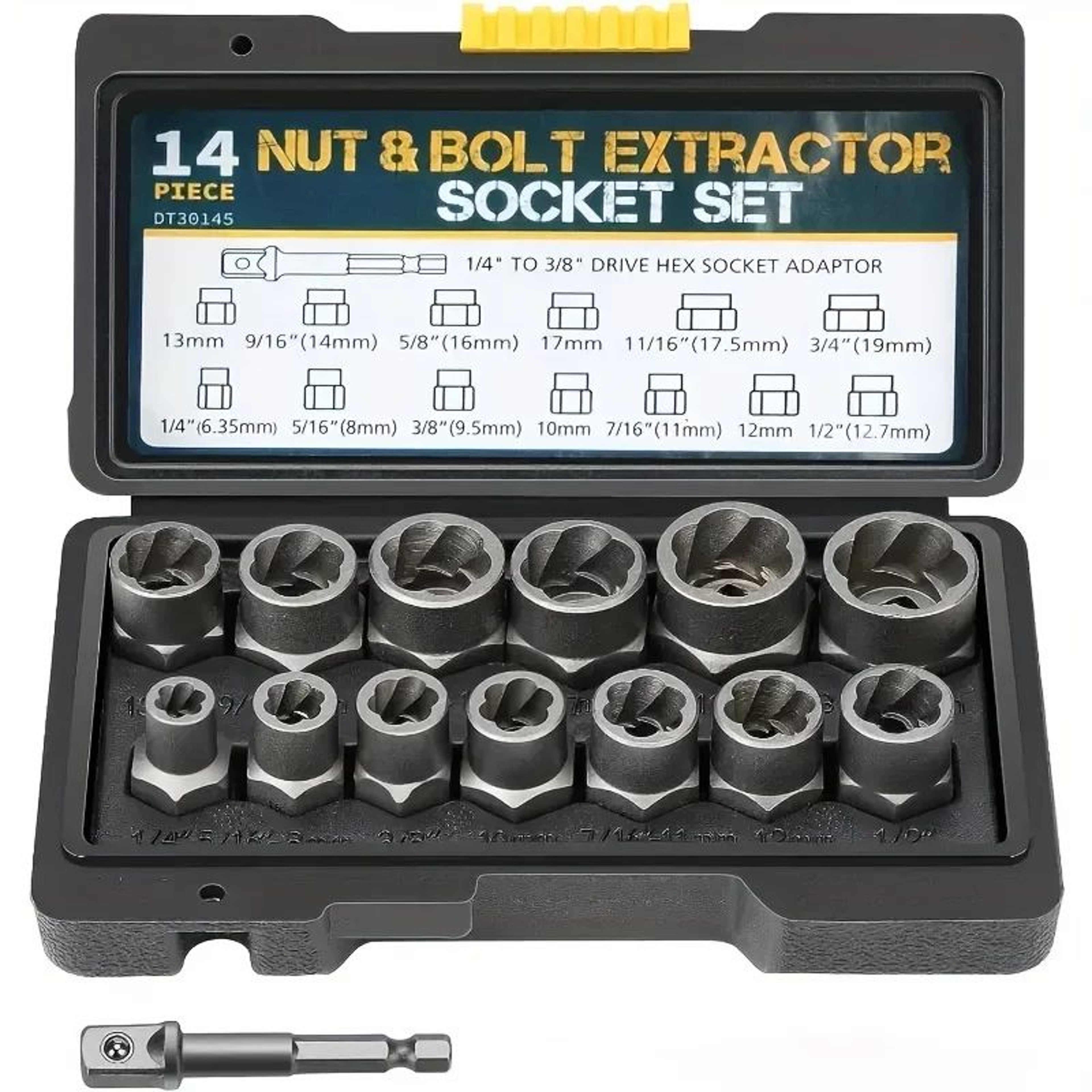 14Piece Bolt Extractor Set With Impact Socket Case For Stripped  Rusted Nuts 0