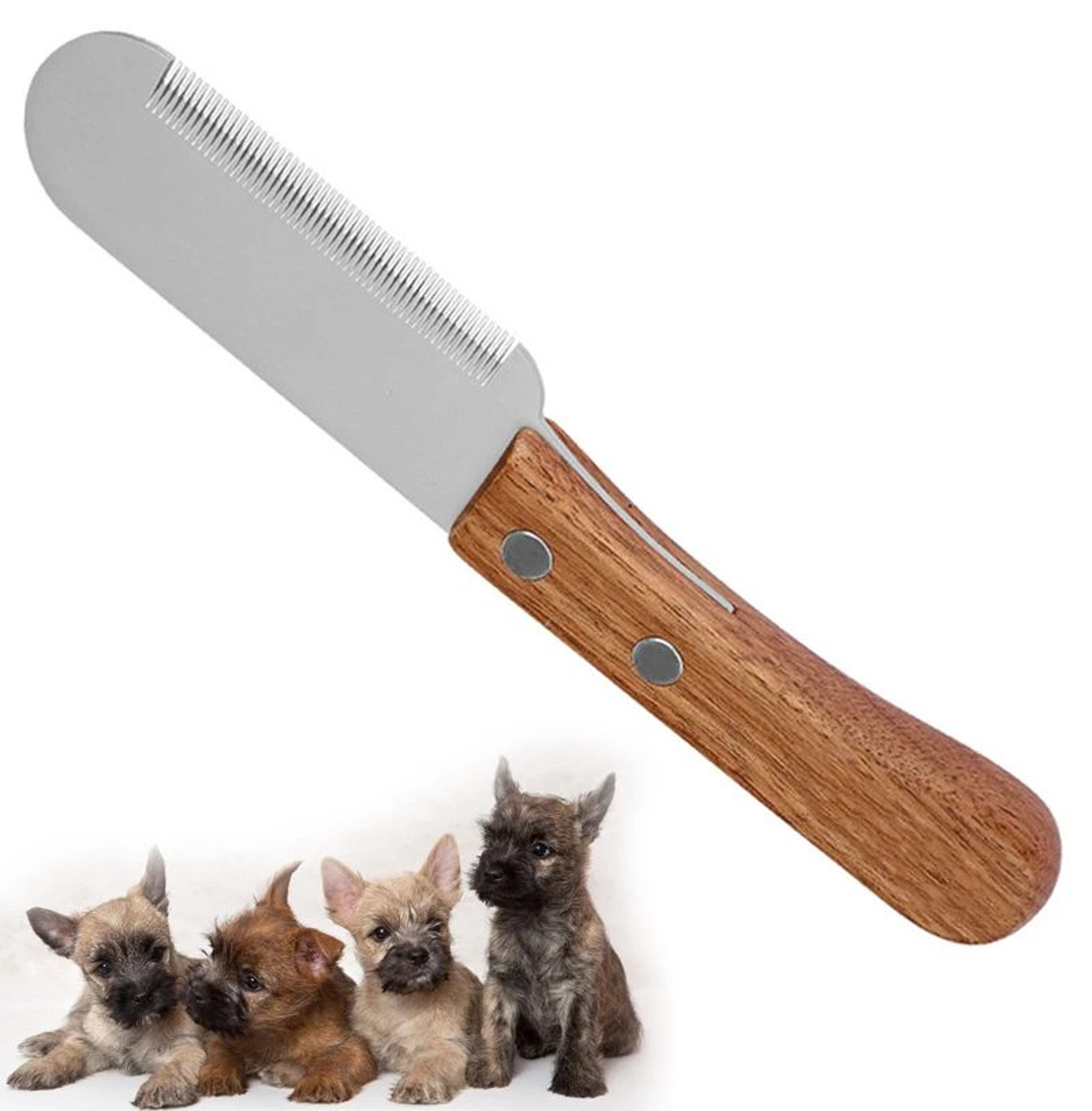 Professional Dog Stripping Knife With Wooden Handle 0