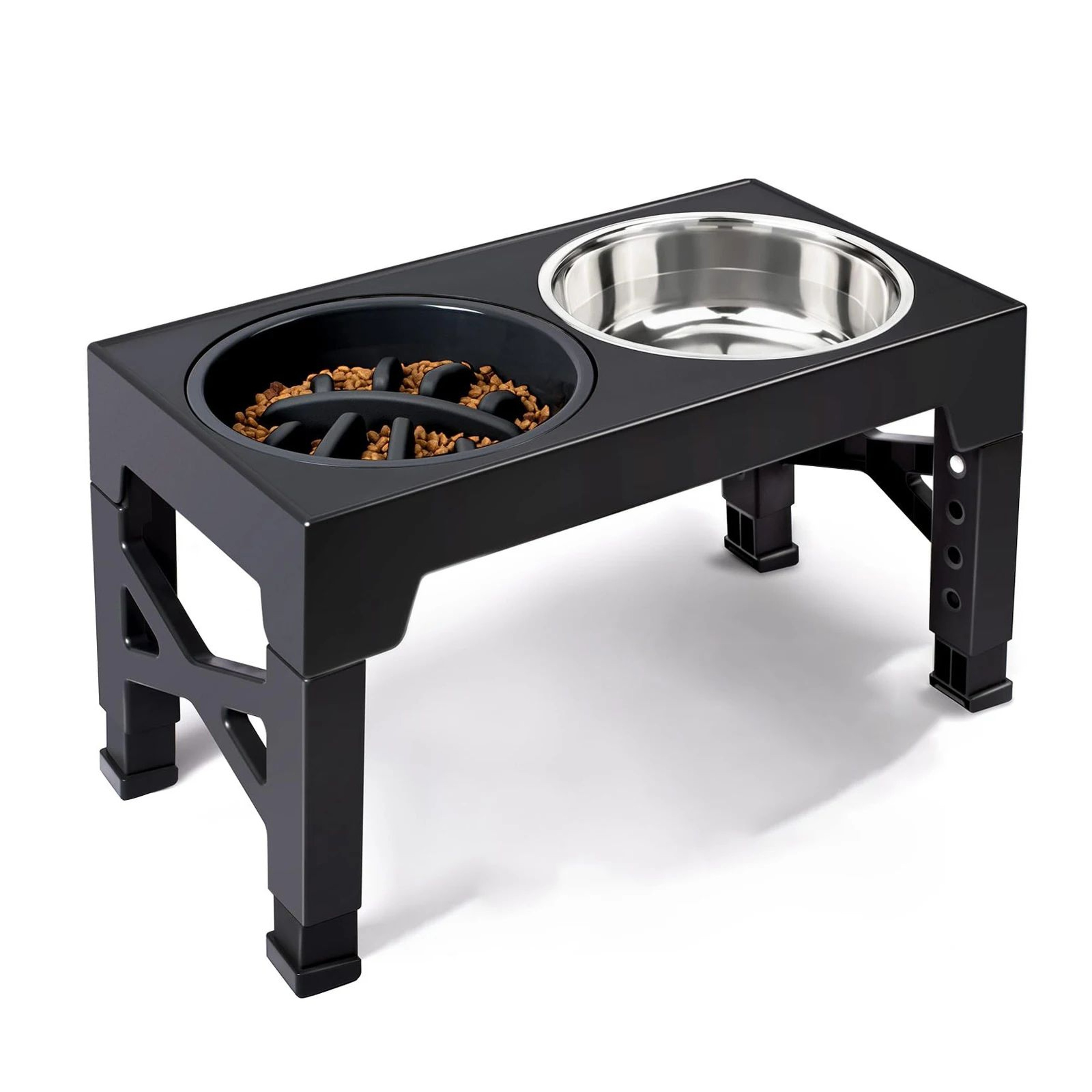 Adjustable Elevated Dog Feeder With Stainless Steel Bowls For Small  Large Dogs 7