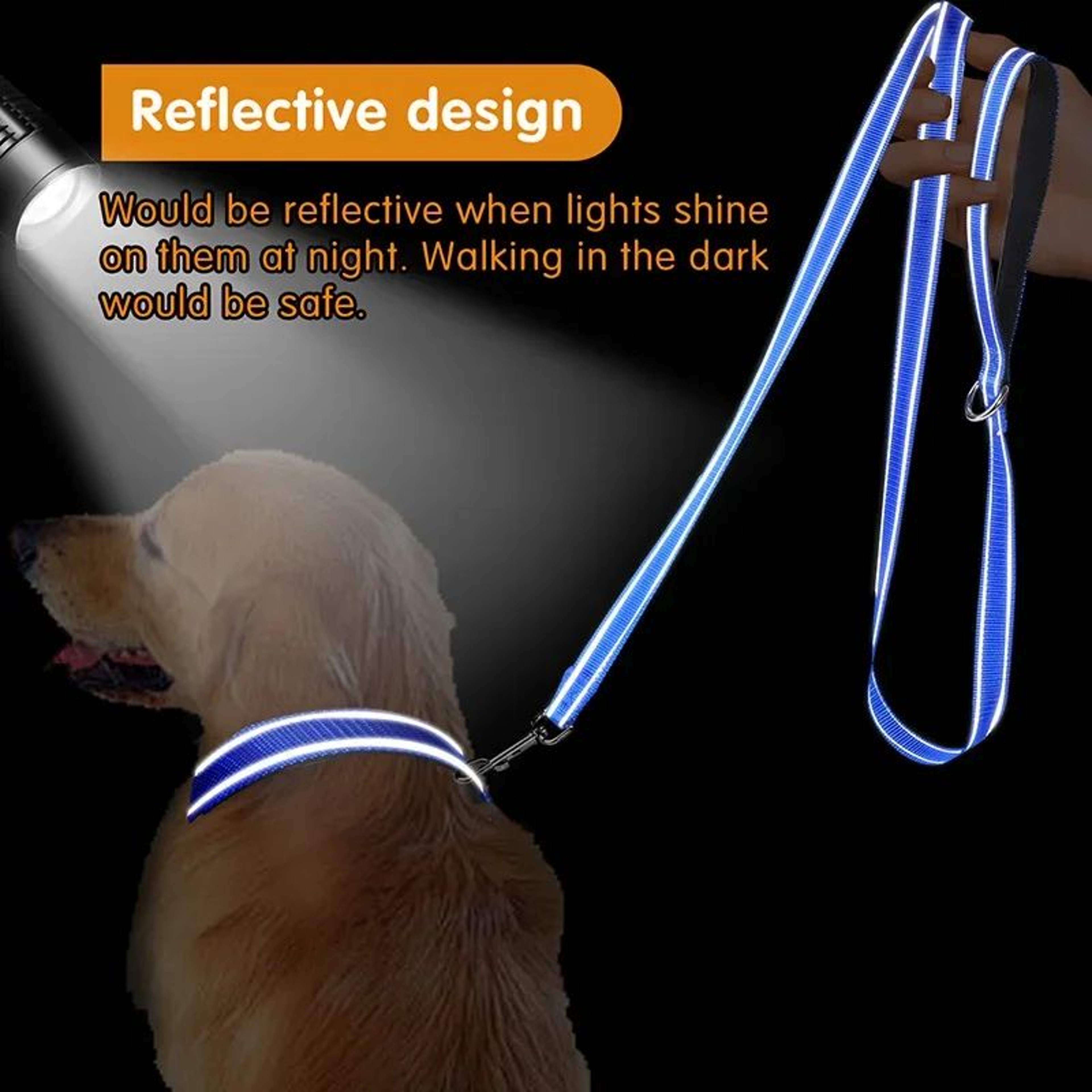 Reflective Dog Leash With Adjustable Nylon Lead For Safe Night Walks 1