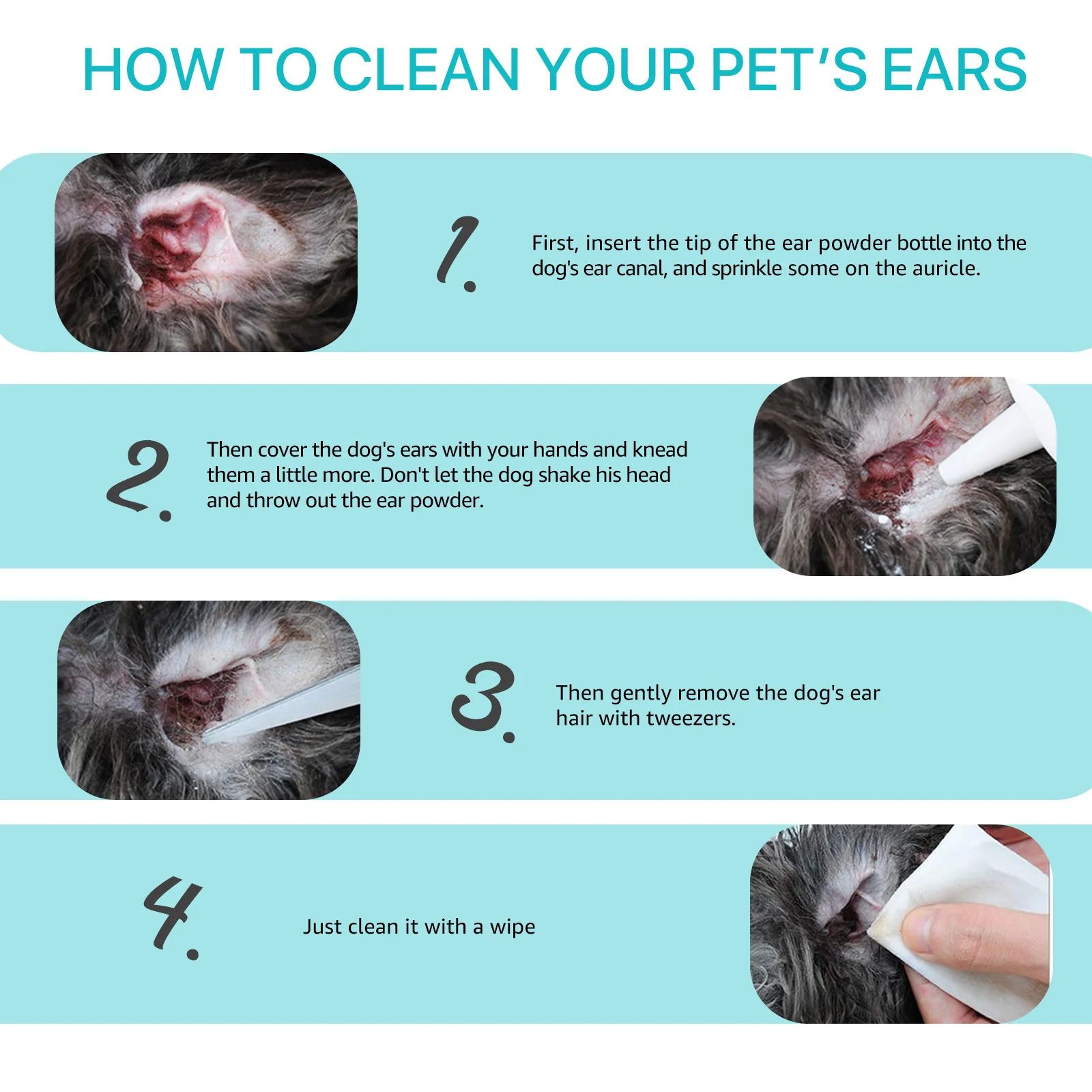 GentleGrip Pet Ear Powder For Dogs  Cats  Painless Ear Hair Removal  Ear Cleaning Support 3