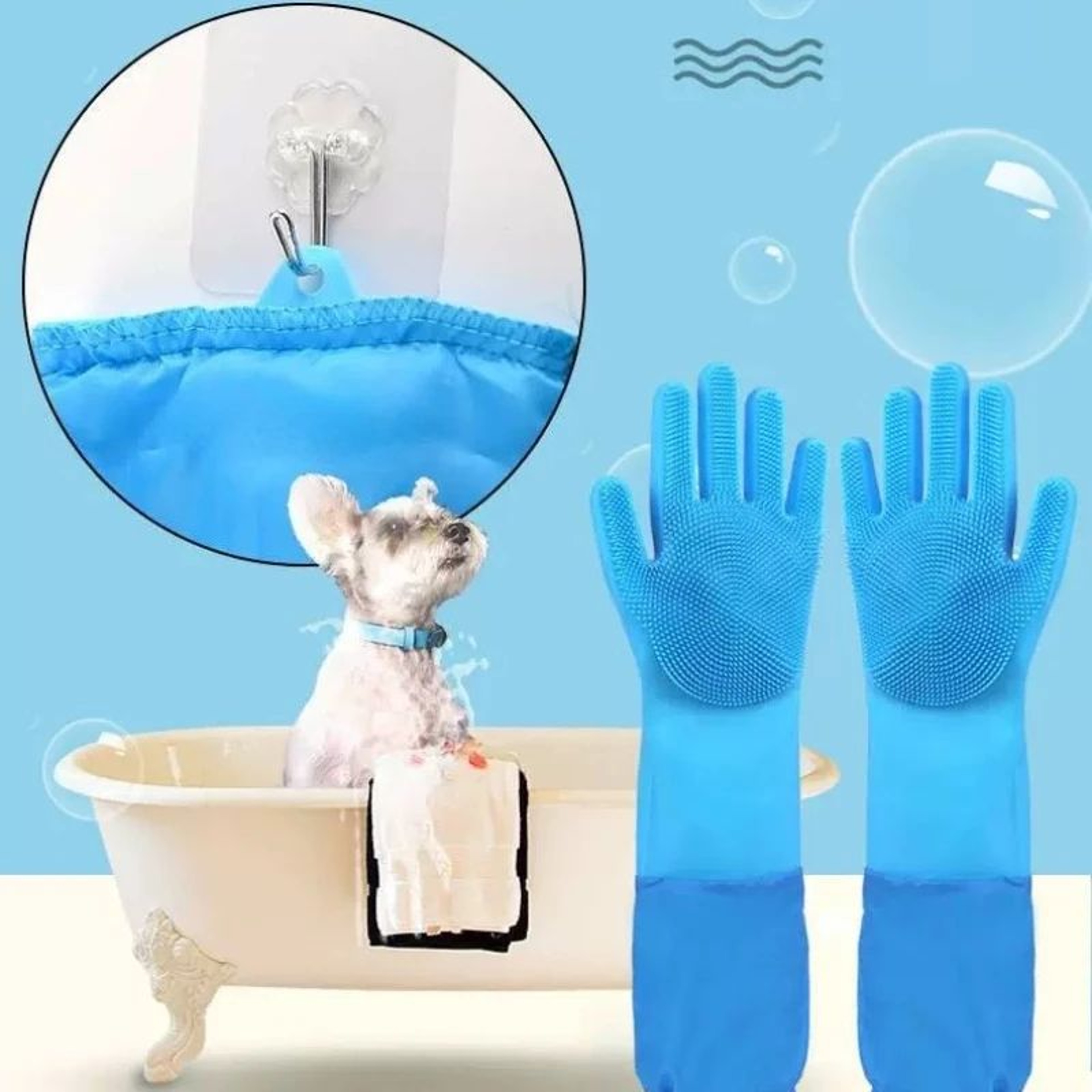 Pet Hair Remover Grooming Gloves For Dogs  Cats  Soft Silicone Bath  Shedding Mitt 5