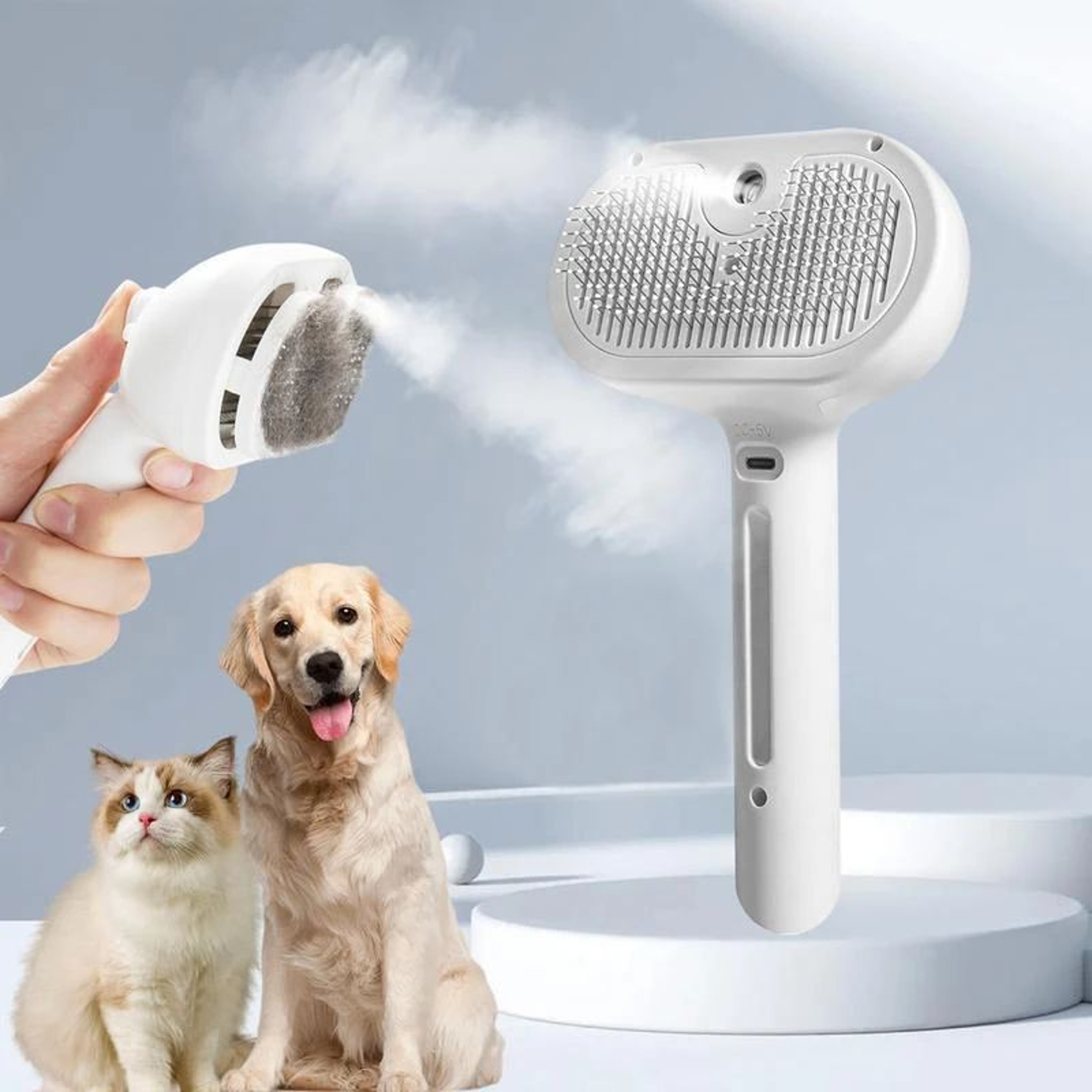 PetSteam Grooming Brush For Dogs  Cats With Spray Massage Comb 0