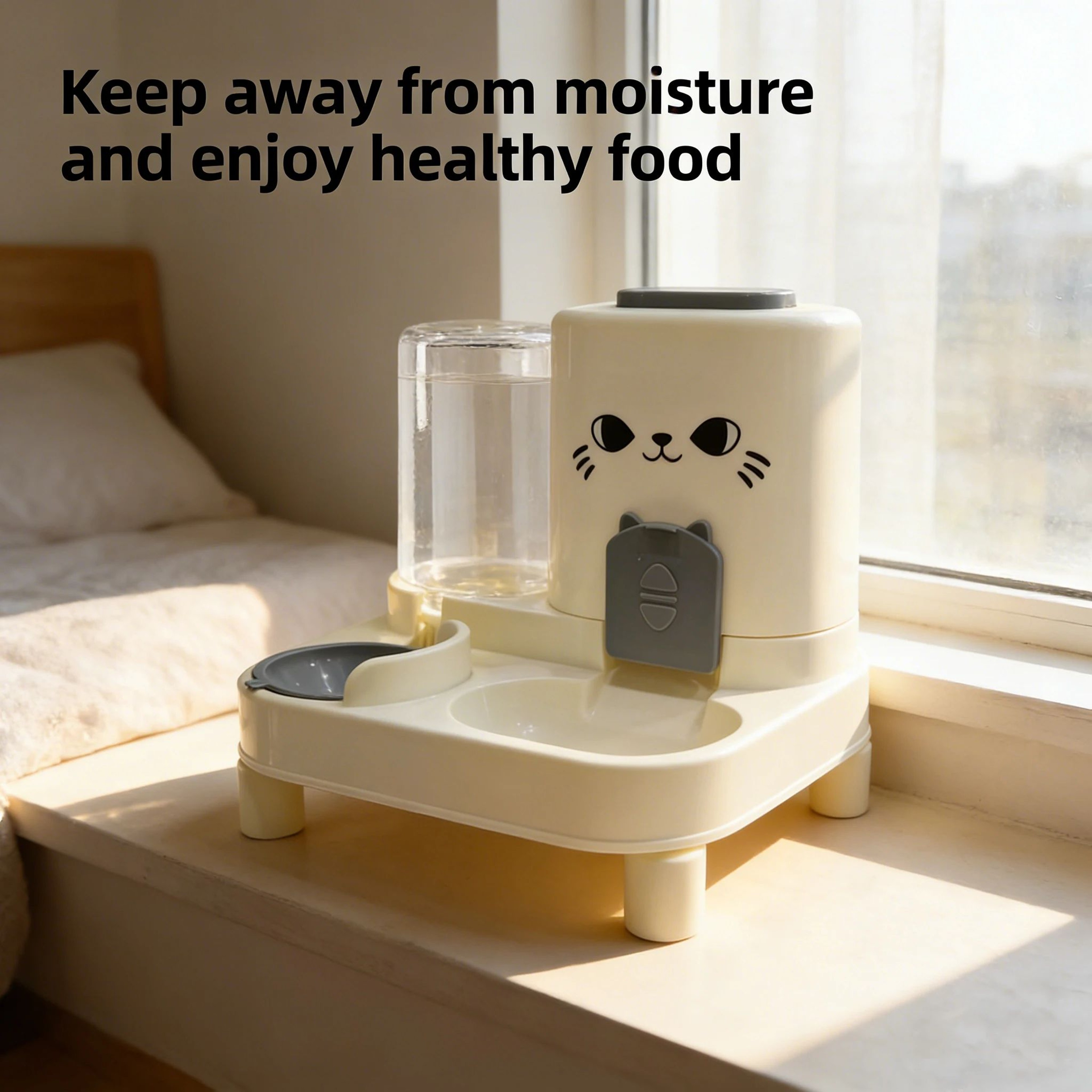 PetFlow Gravity Cat Feeder  Water Dispenser Set  Large Capacity SpillProof Feeding Station 1