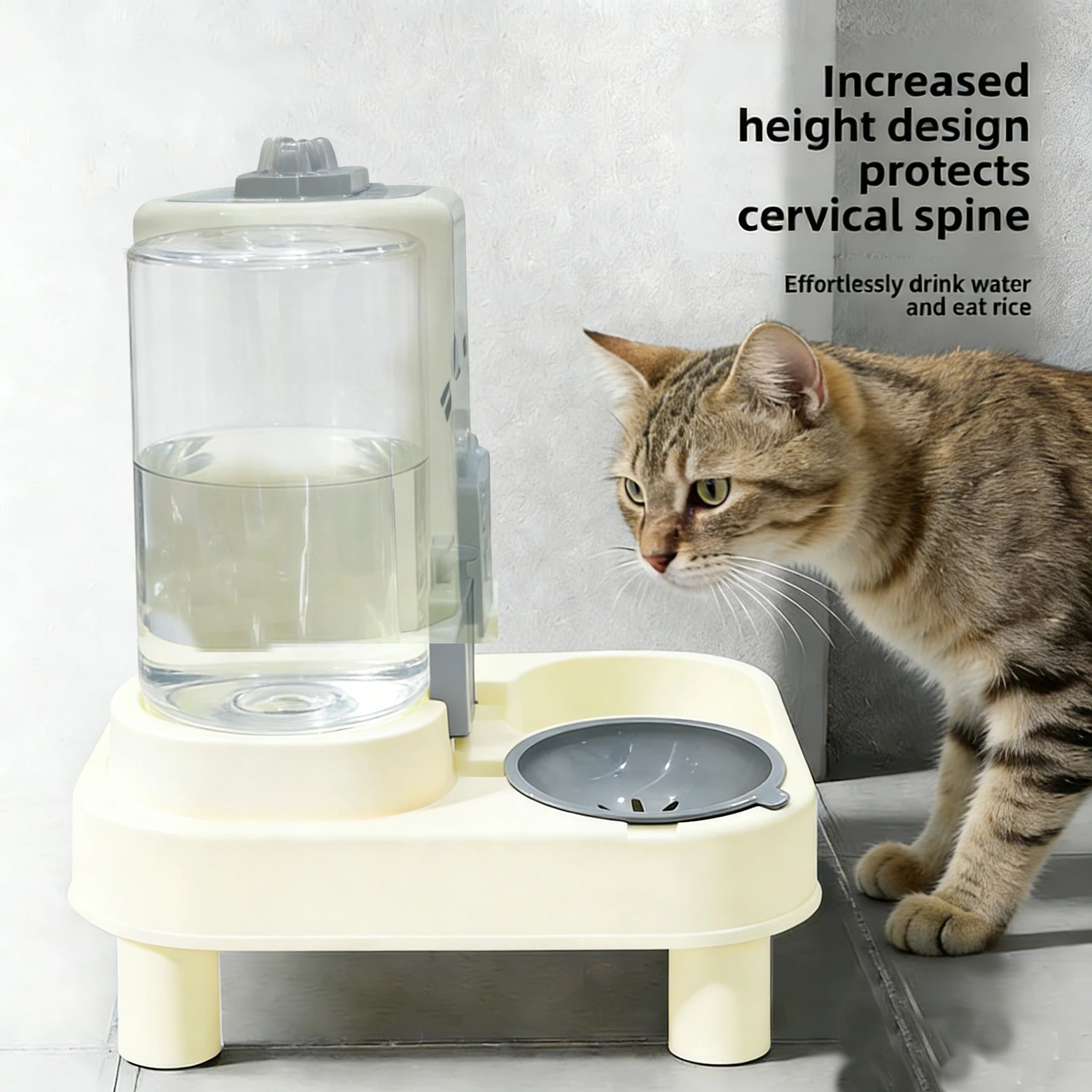 PetFlow Gravity Cat Feeder  Water Dispenser Set  Large Capacity SpillProof Feeding Station 2