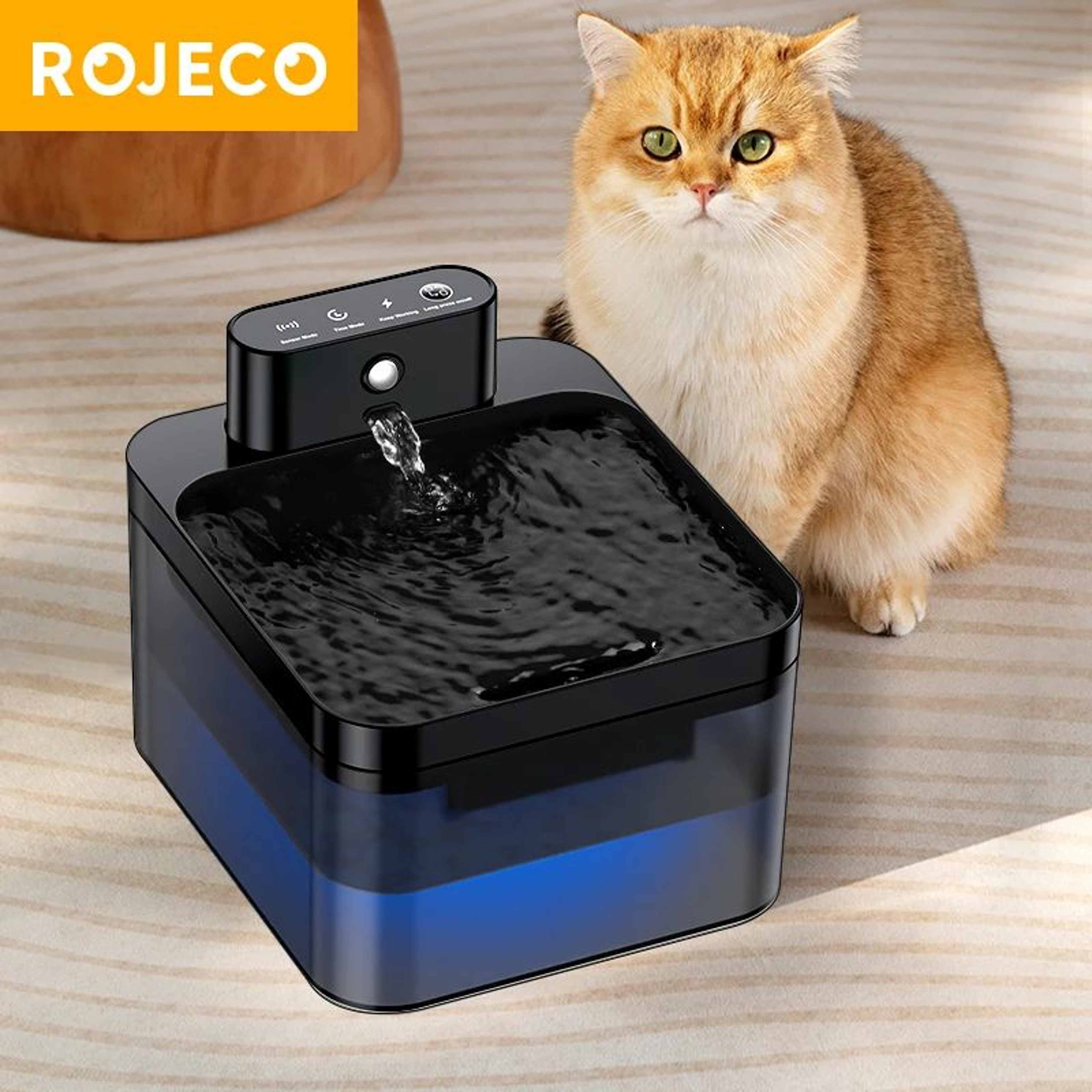 ROJECO Wireless Cat Water Fountain  Smart Automatic Pet Drinking Fountain 0