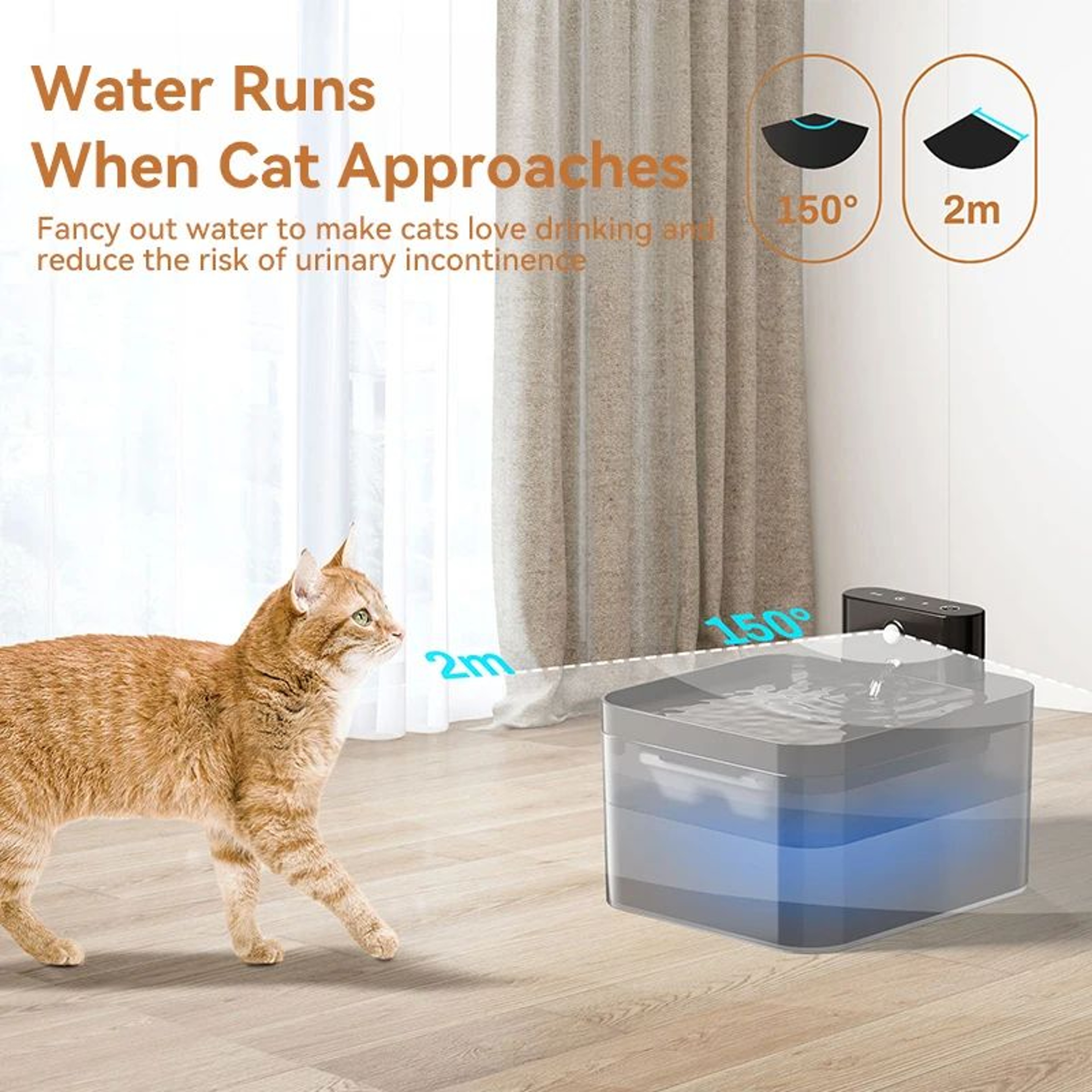 ROJECO Wireless Cat Water Fountain  Smart Automatic Pet Drinking Fountain 2
