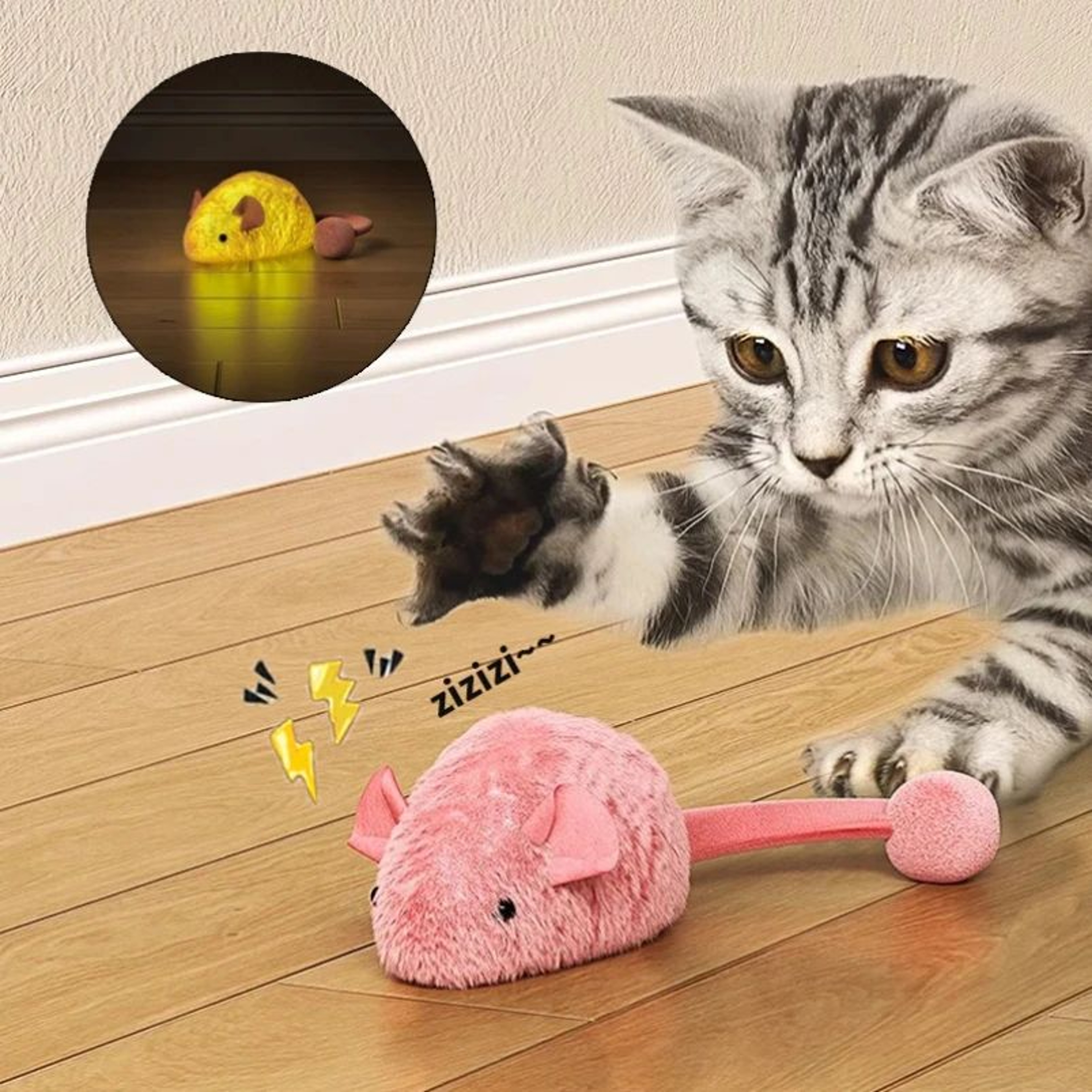 GlowPlay Interactive Plush Mouse Cat Toy 0