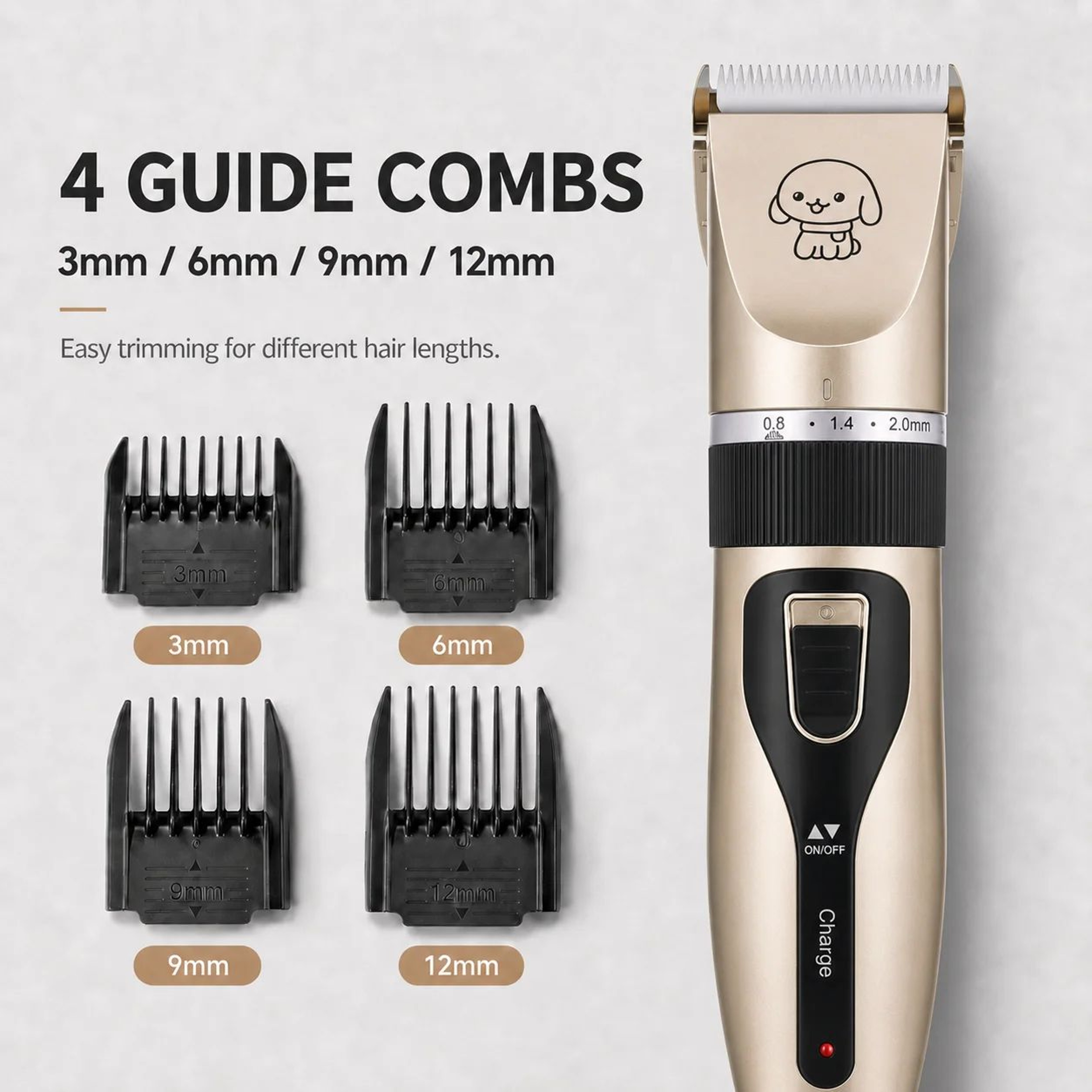 CalmTrim Rechargeable Pet Grooming Clipper Set For Dogs Cats  Rabbits 4