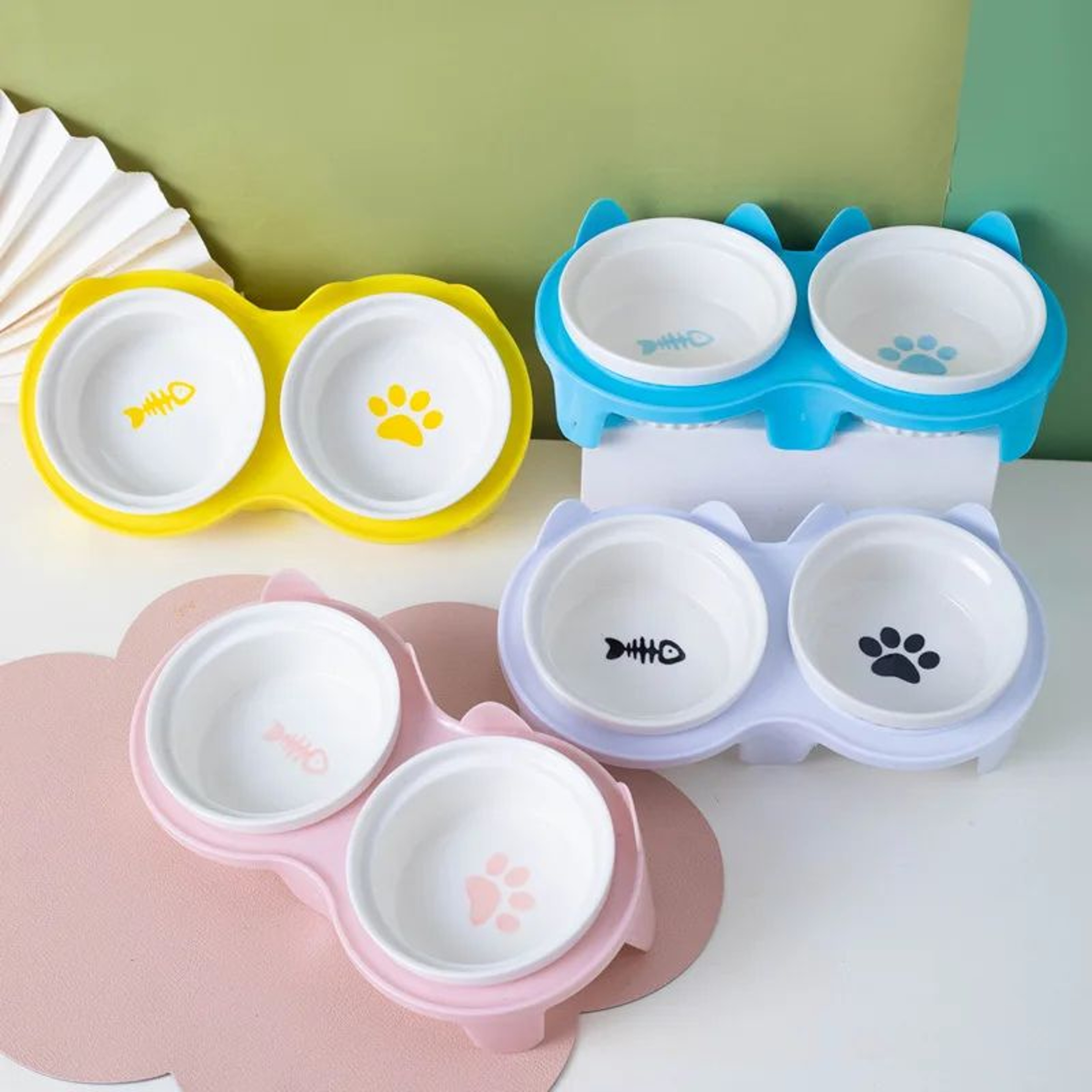 Elevated Ceramic Double Cat Bowl For Food And Water 1