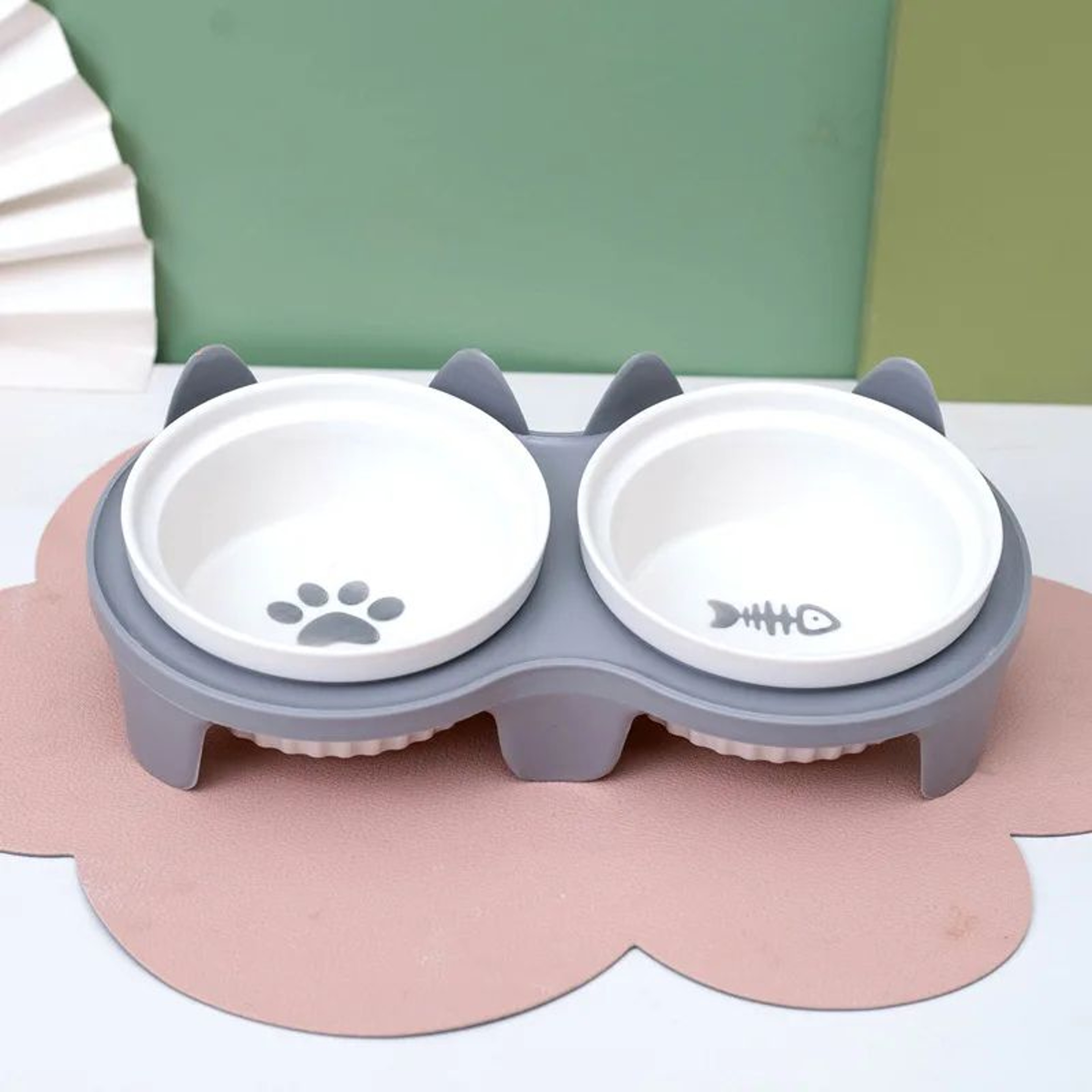 Elevated Ceramic Double Cat Bowl For Food And Water 7