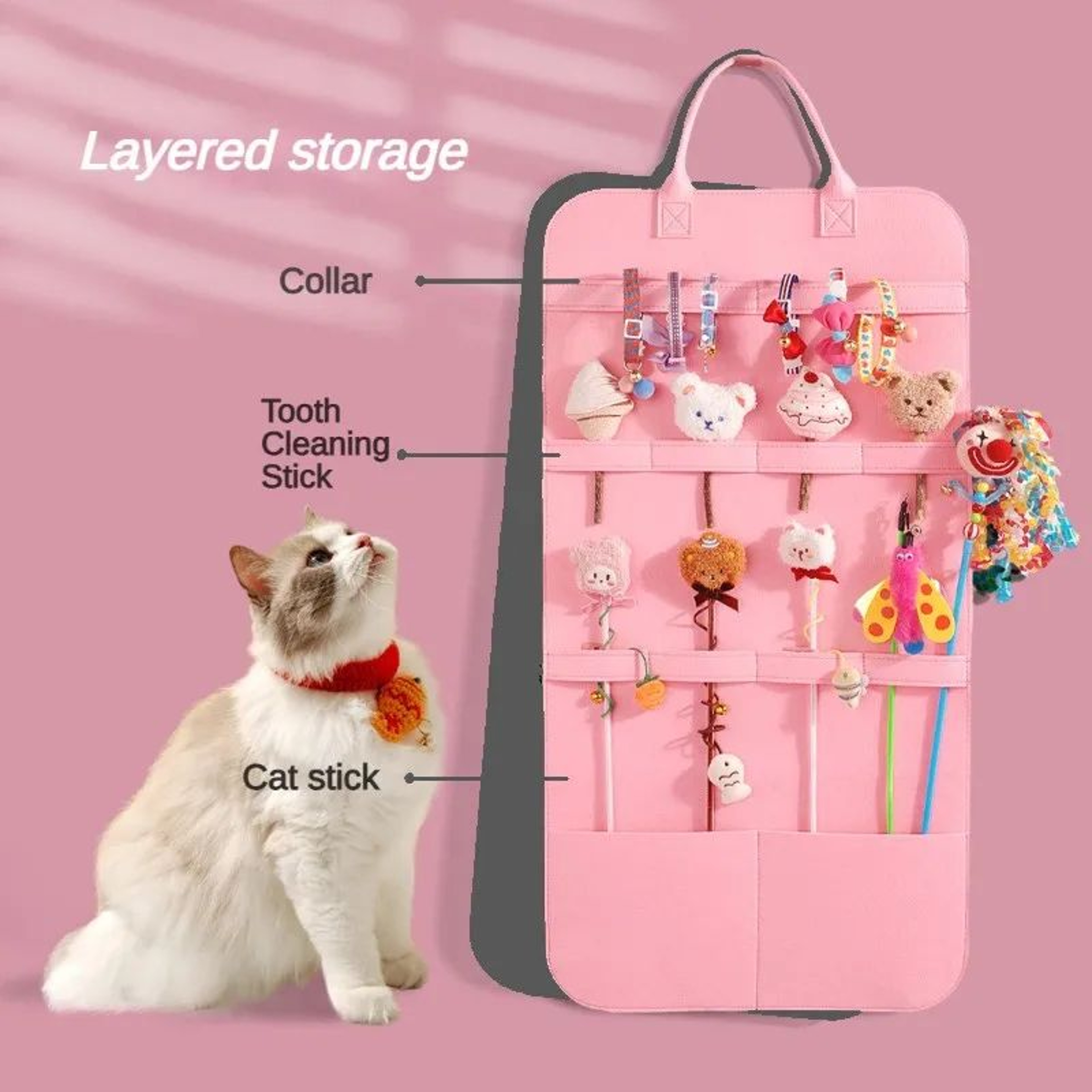Hanging Cat Toy Storage Bag And Cat Wand Toy Holder 4