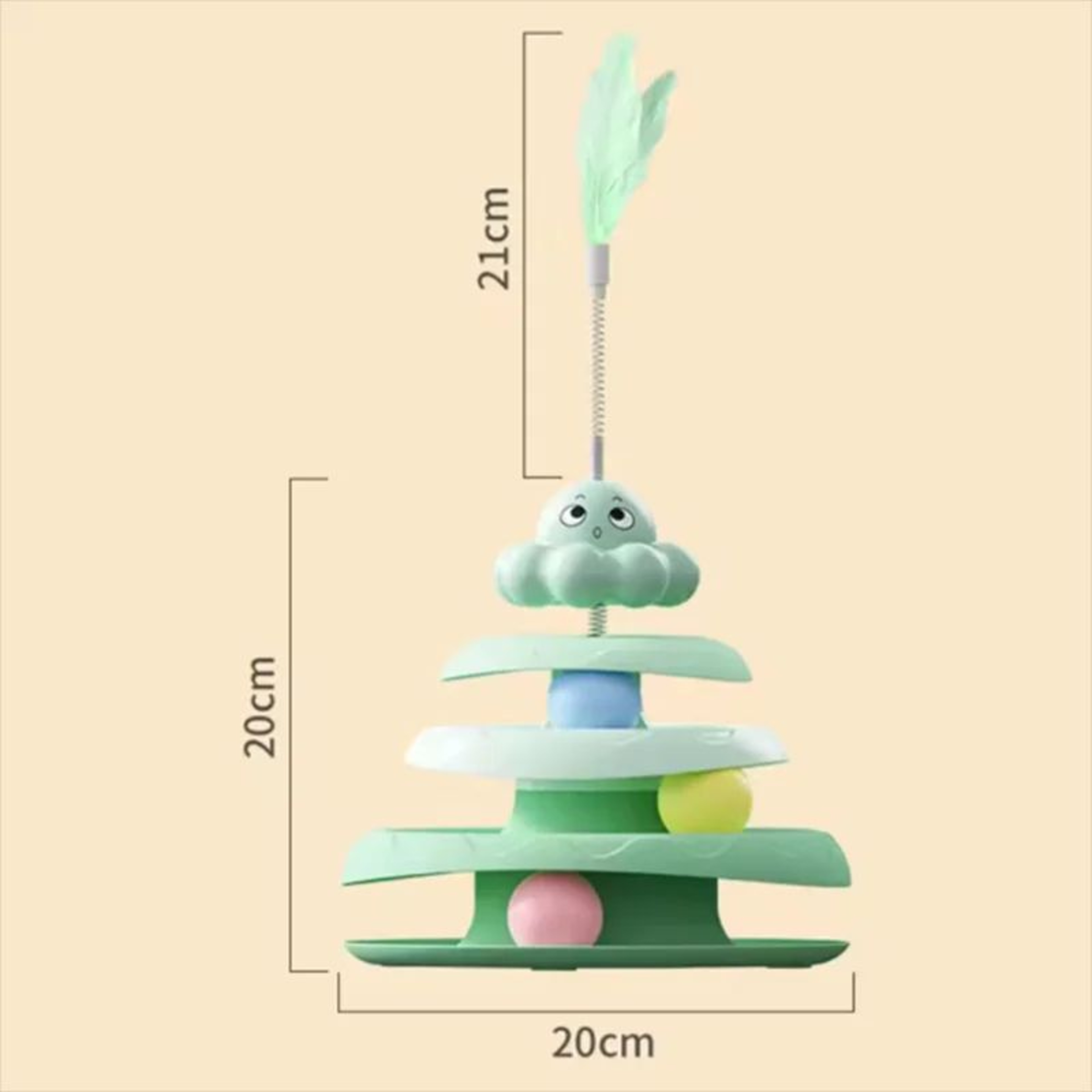 3-Tier Interactive Cat Toy Turntable with Feather Teaser – view 7