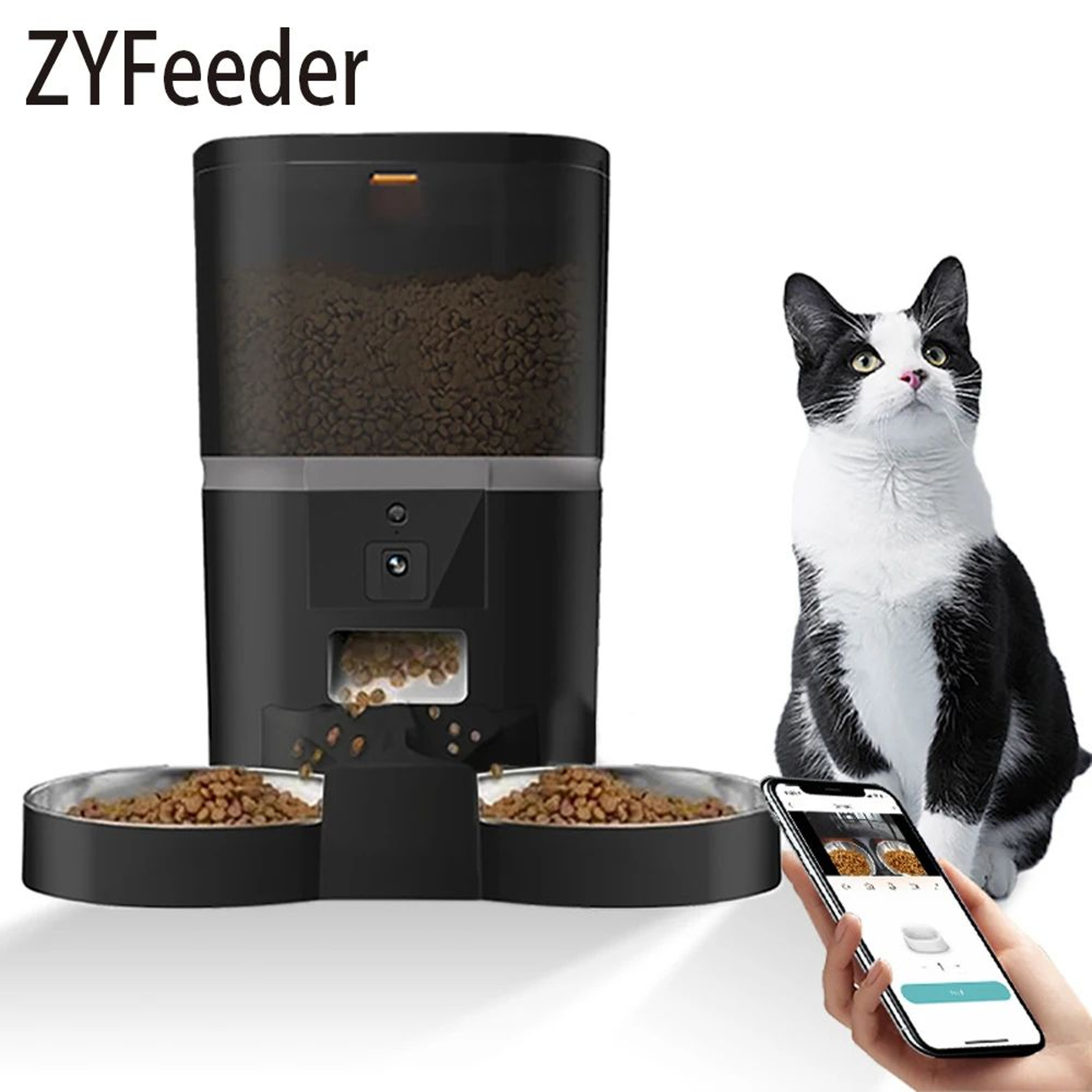SmartView 4L Automatic Cat Feeder With Camera  Dual Feeding Bowls 0