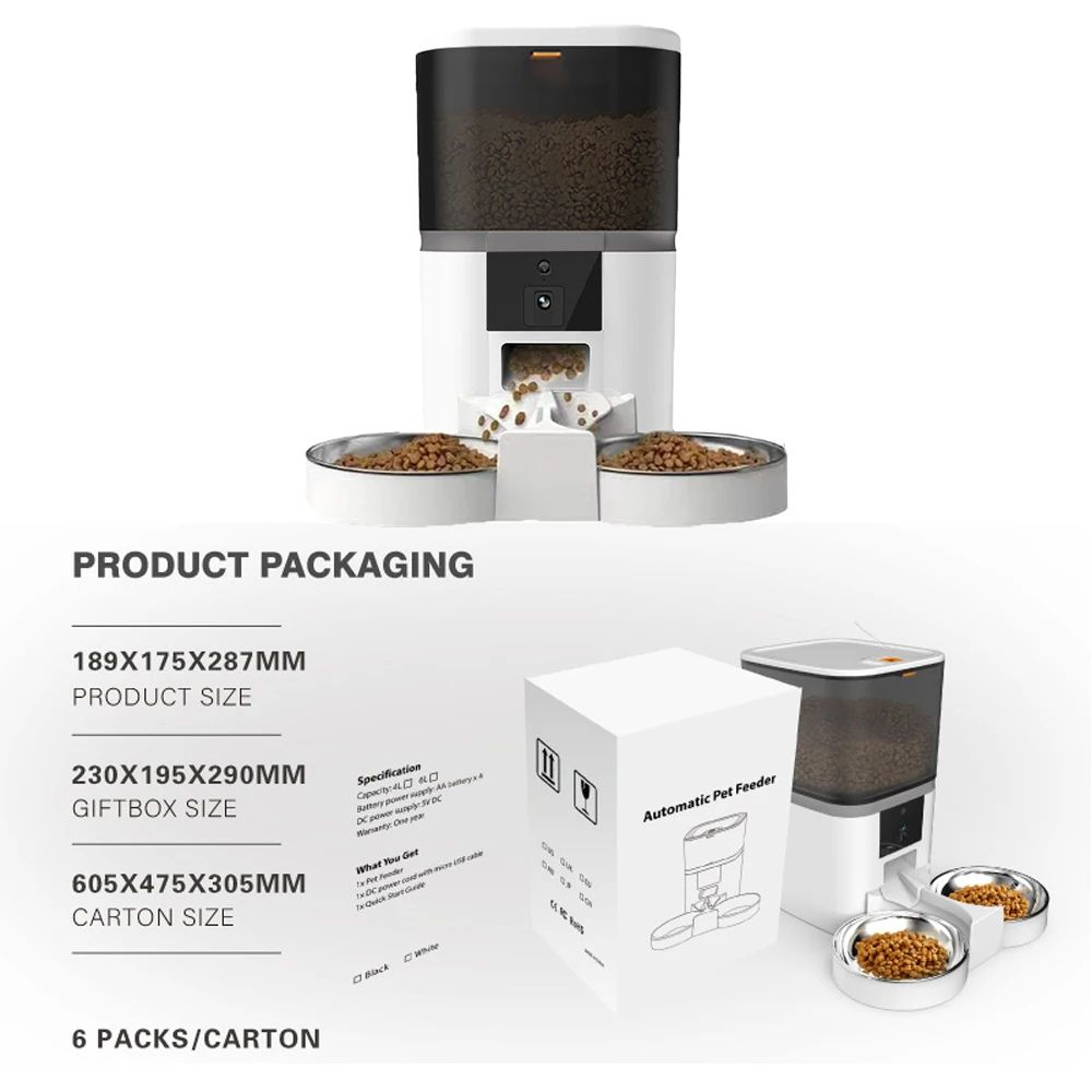 SmartView 4L Automatic Cat Feeder With Camera  Dual Feeding Bowls 3