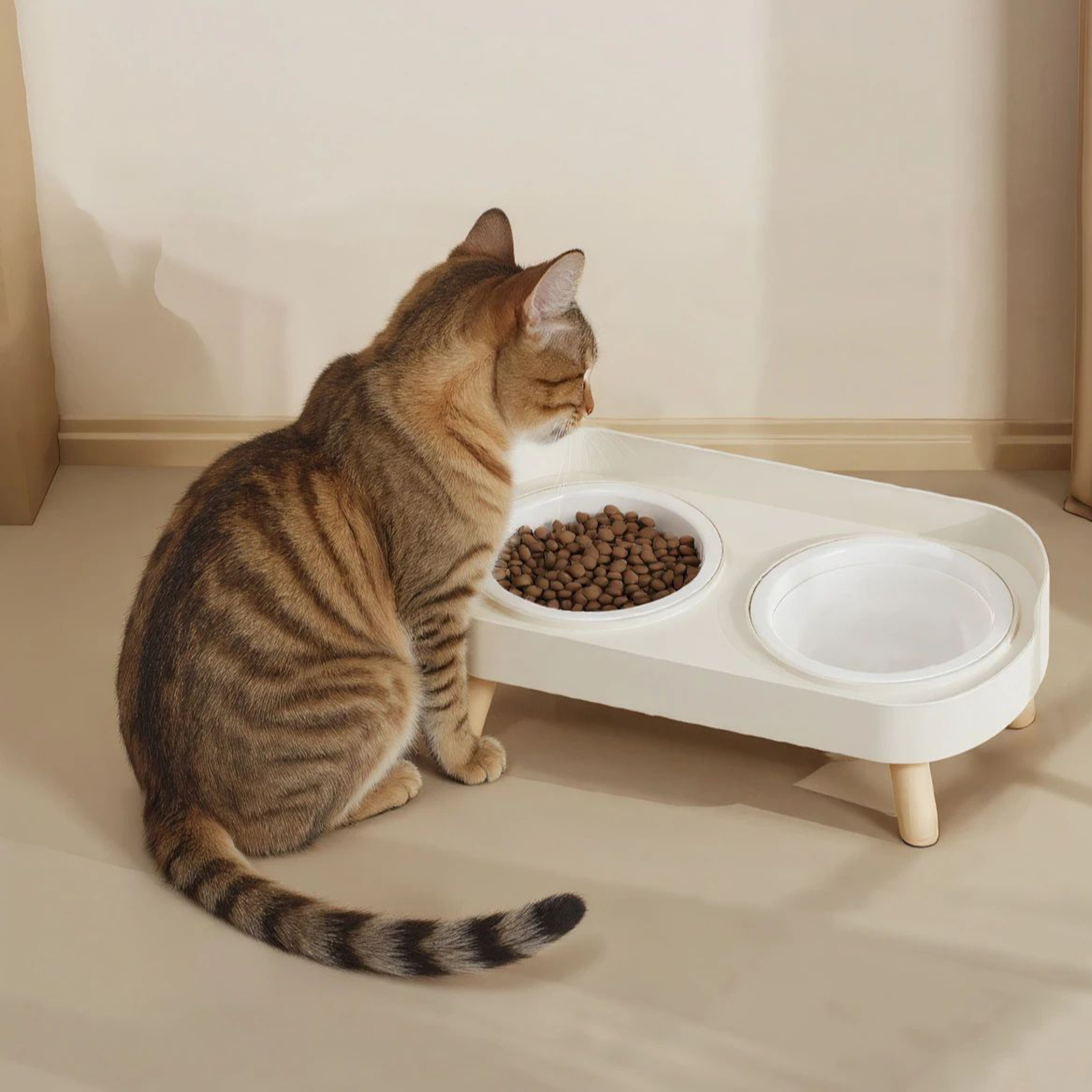 No Spill Pet Bowl With Elevated Double Feeder Stand 1