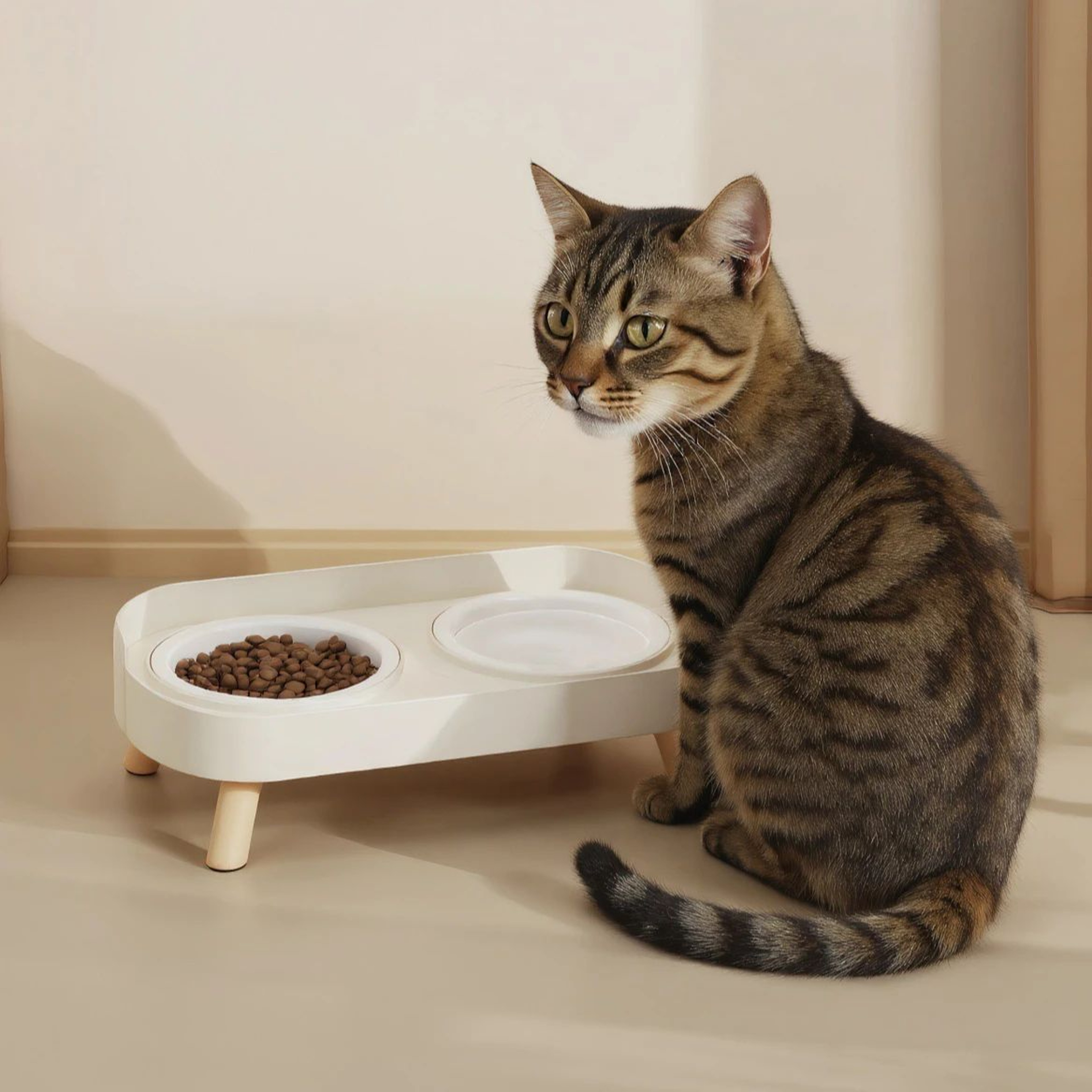 No Spill Pet Bowl With Elevated Double Feeder Stand 2