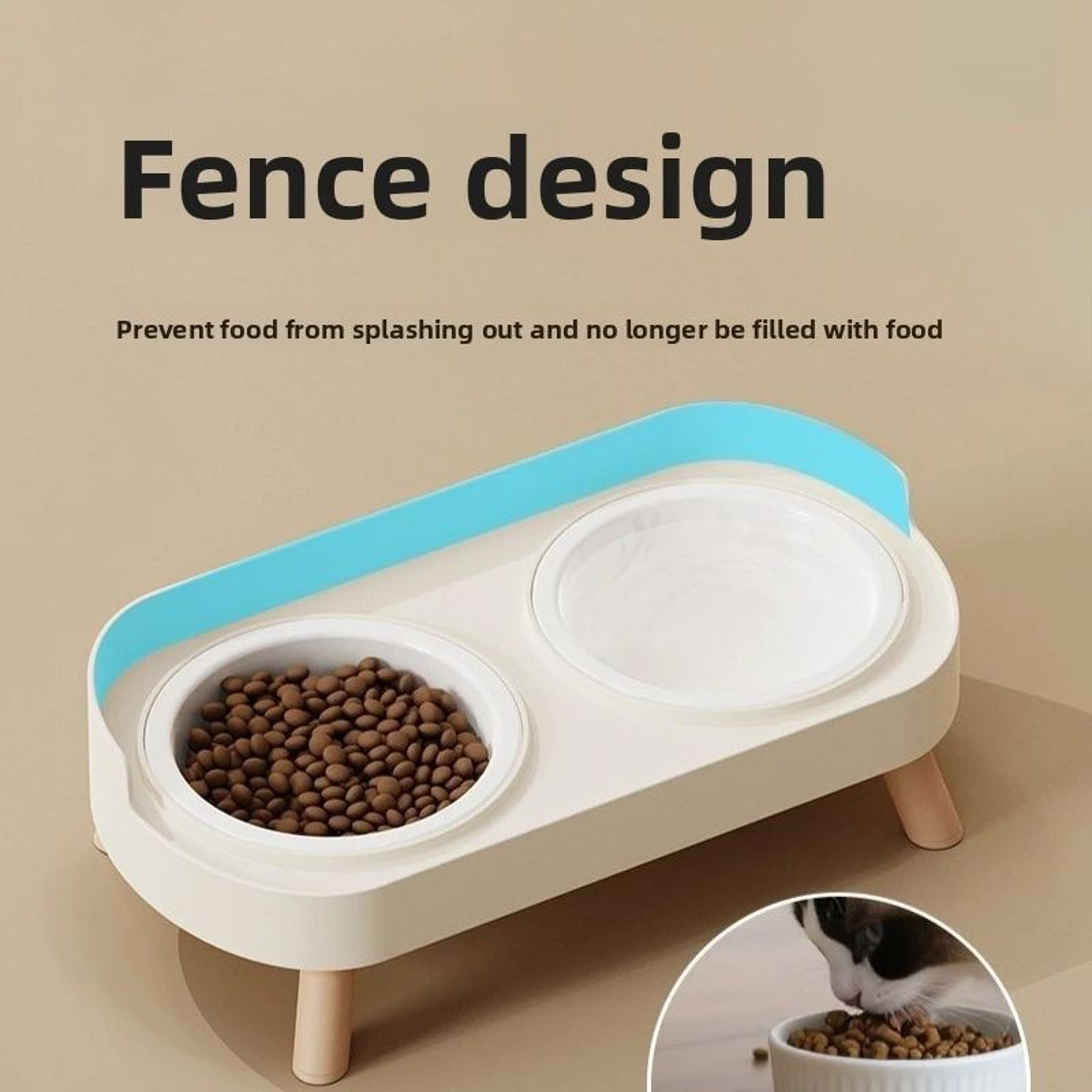 No Spill Pet Bowl With Elevated Double Feeder Stand 4